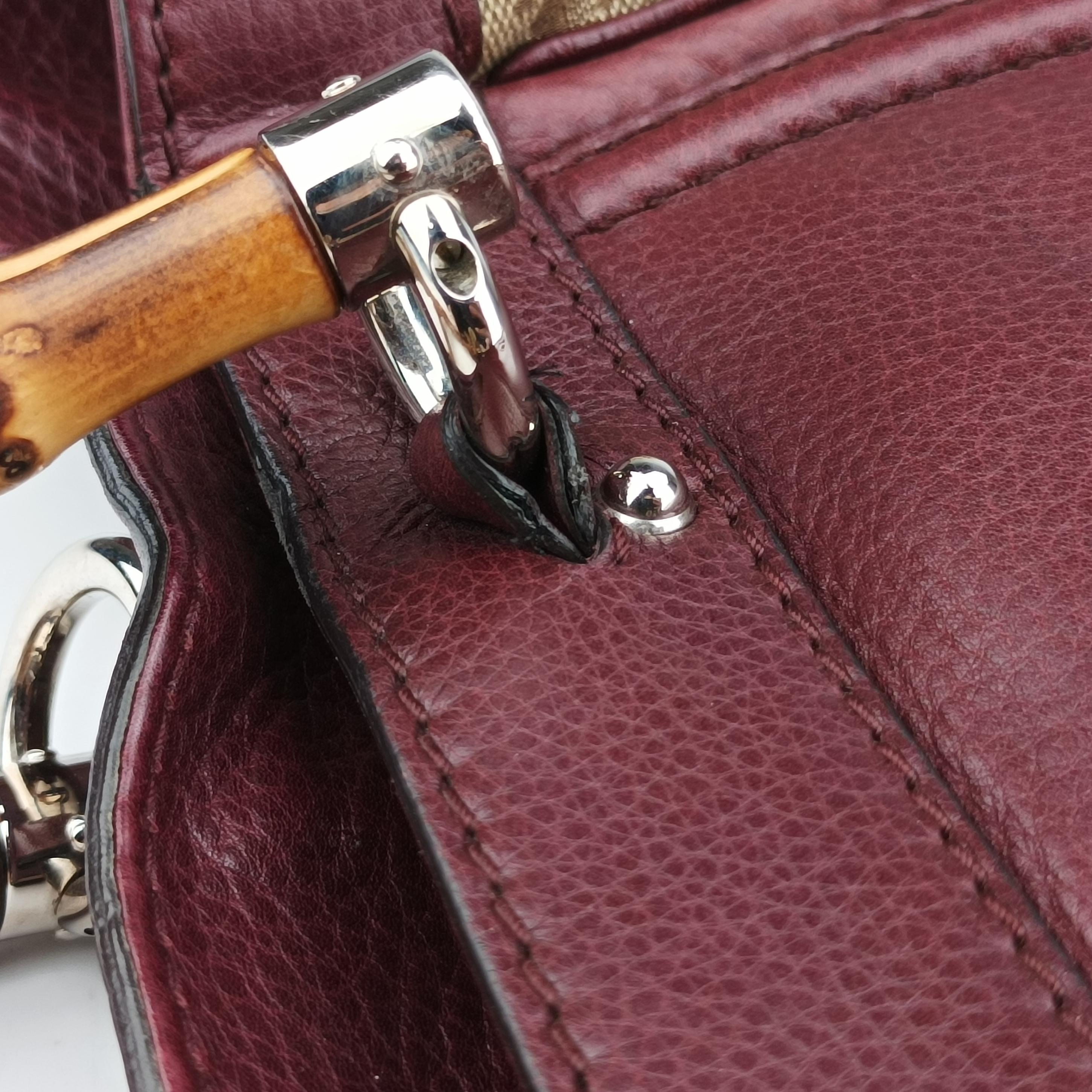 New Bamboo Tassel khaki×burgundy Leather × fabric 246860 D6509785ニューバンブー カーキ×ワインレッド レザー×ファブリック 246860 D6509785