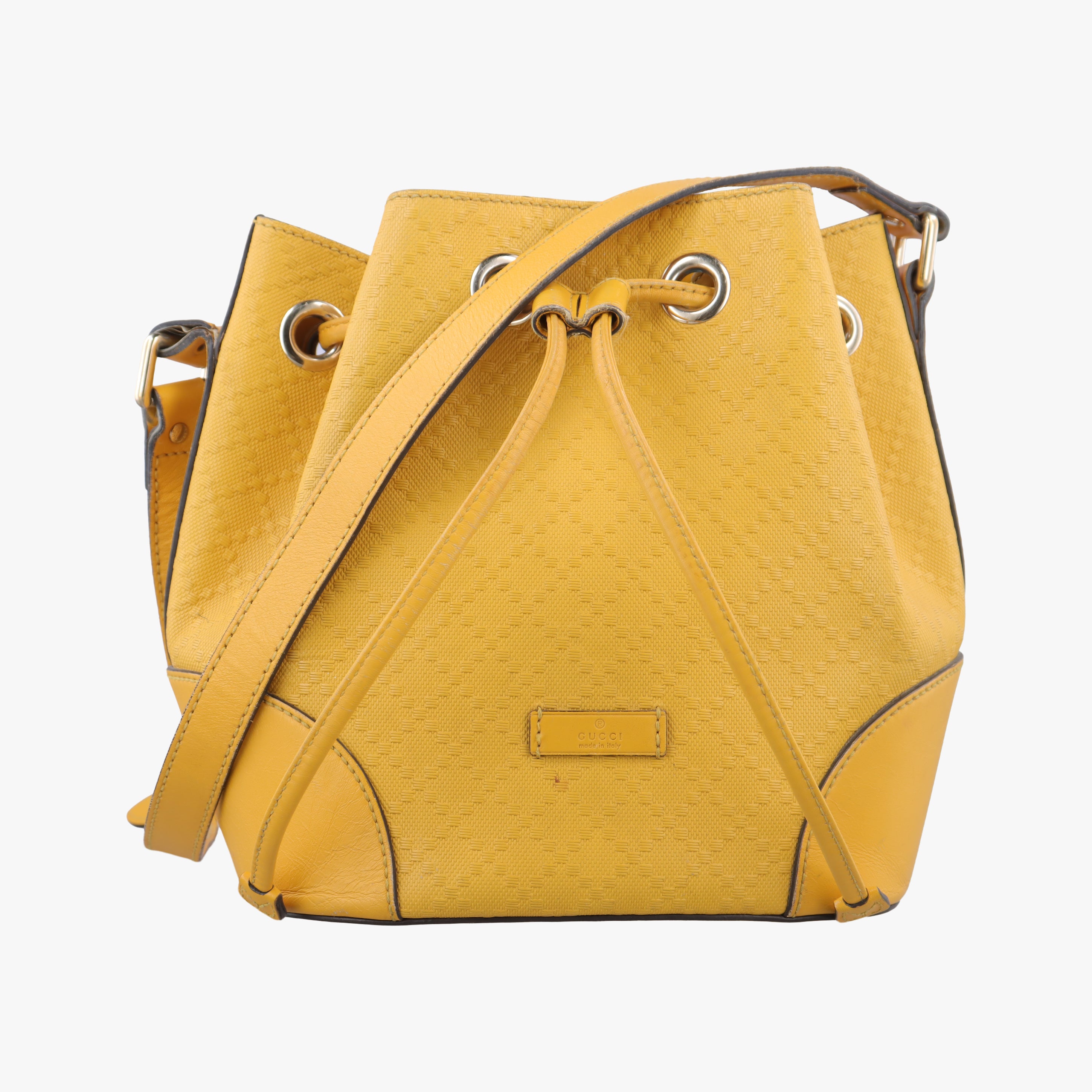 Bright Diamante Bucket Yellow Leather 354229 I016456652ブライトディアマンテ バケット イエロー レザー 354229 I016456652