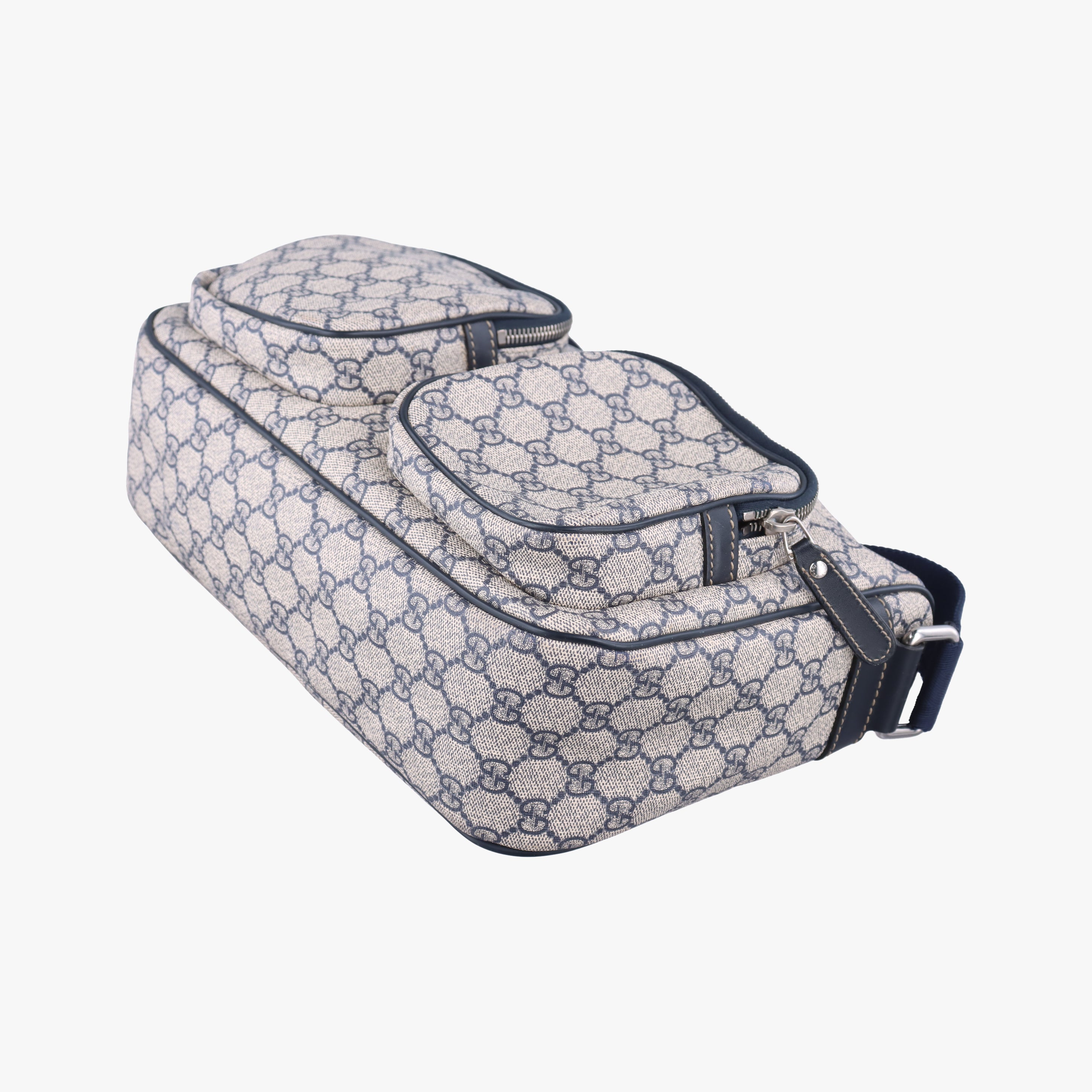 GG Supreme messenger Beige × Navy PVC coated canvas 246881 I015579559GGスプリーム メッセンジャー ベージュ×ネイビー PVCコーティングキャンバス 246881 I015579559