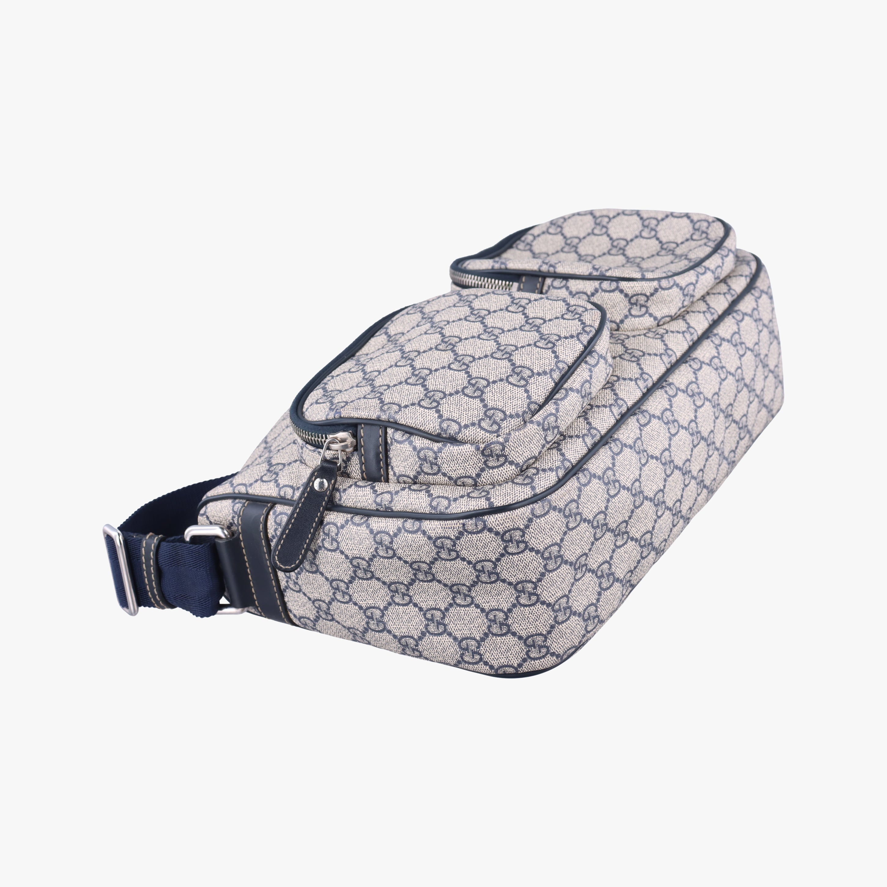 GG Supreme messenger Beige × Navy PVC coated canvas 246881 I015579559GGスプリーム メッセンジャー ベージュ×ネイビー PVCコーティングキャンバス 246881 I015579559