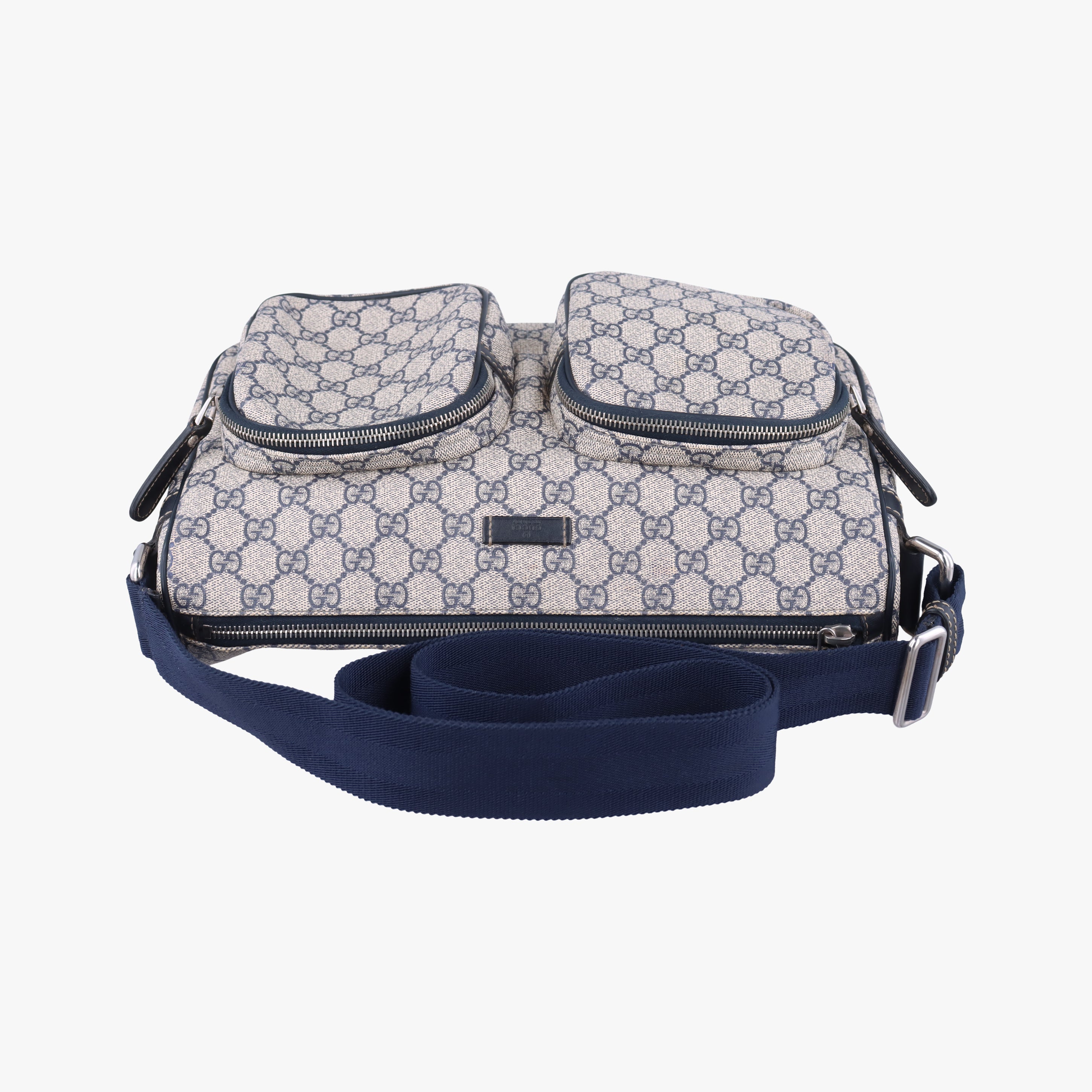 GG Supreme messenger Beige × Navy PVC coated canvas 246881 I015579559GGスプリーム メッセンジャー ベージュ×ネイビー PVCコーティングキャンバス 246881 I015579559