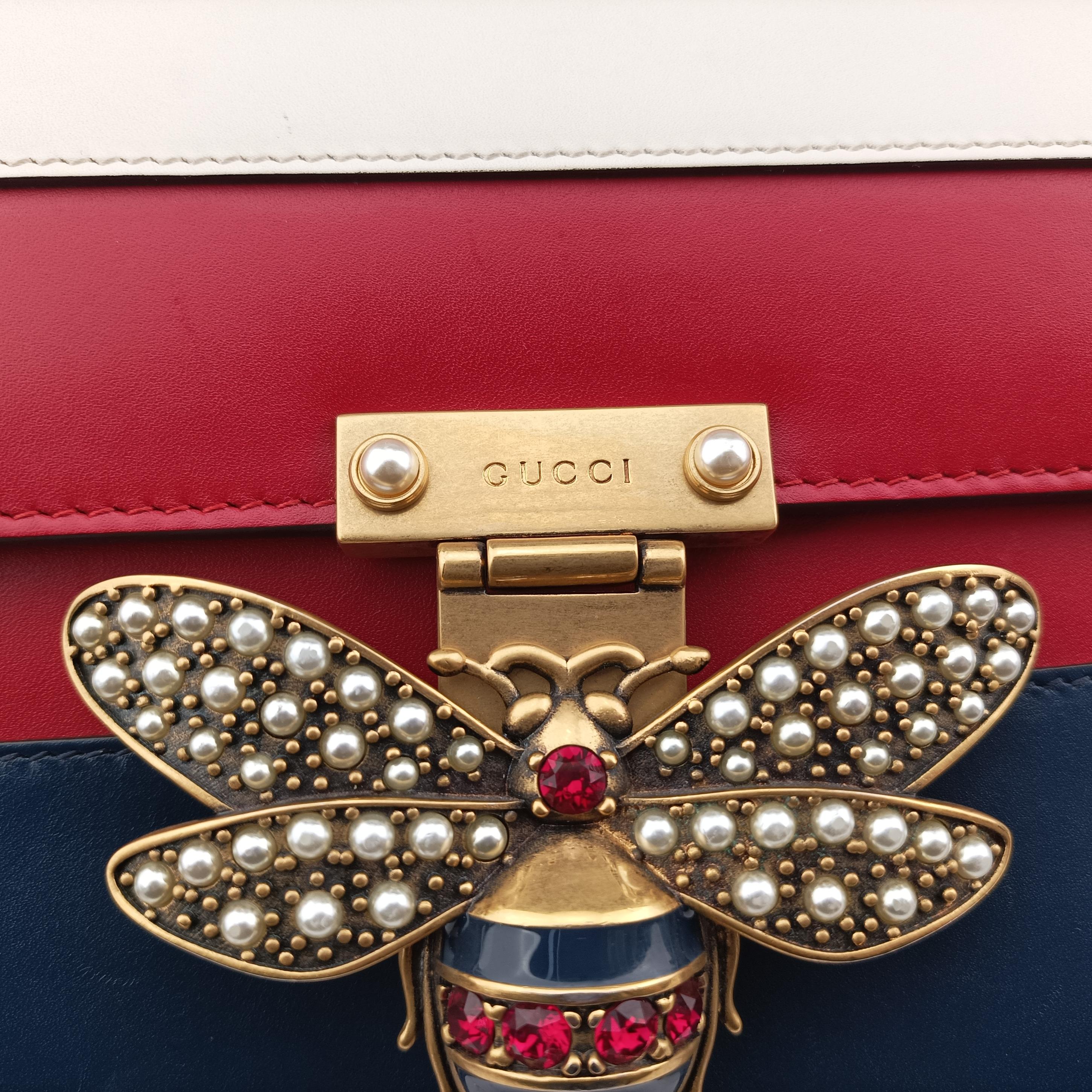 Queen Margaret Ivory×Red×Navy Leather 476542 E022393769クイーン マーガレット アイボリー×レッド×ネイビー レザー 476542 E022393769