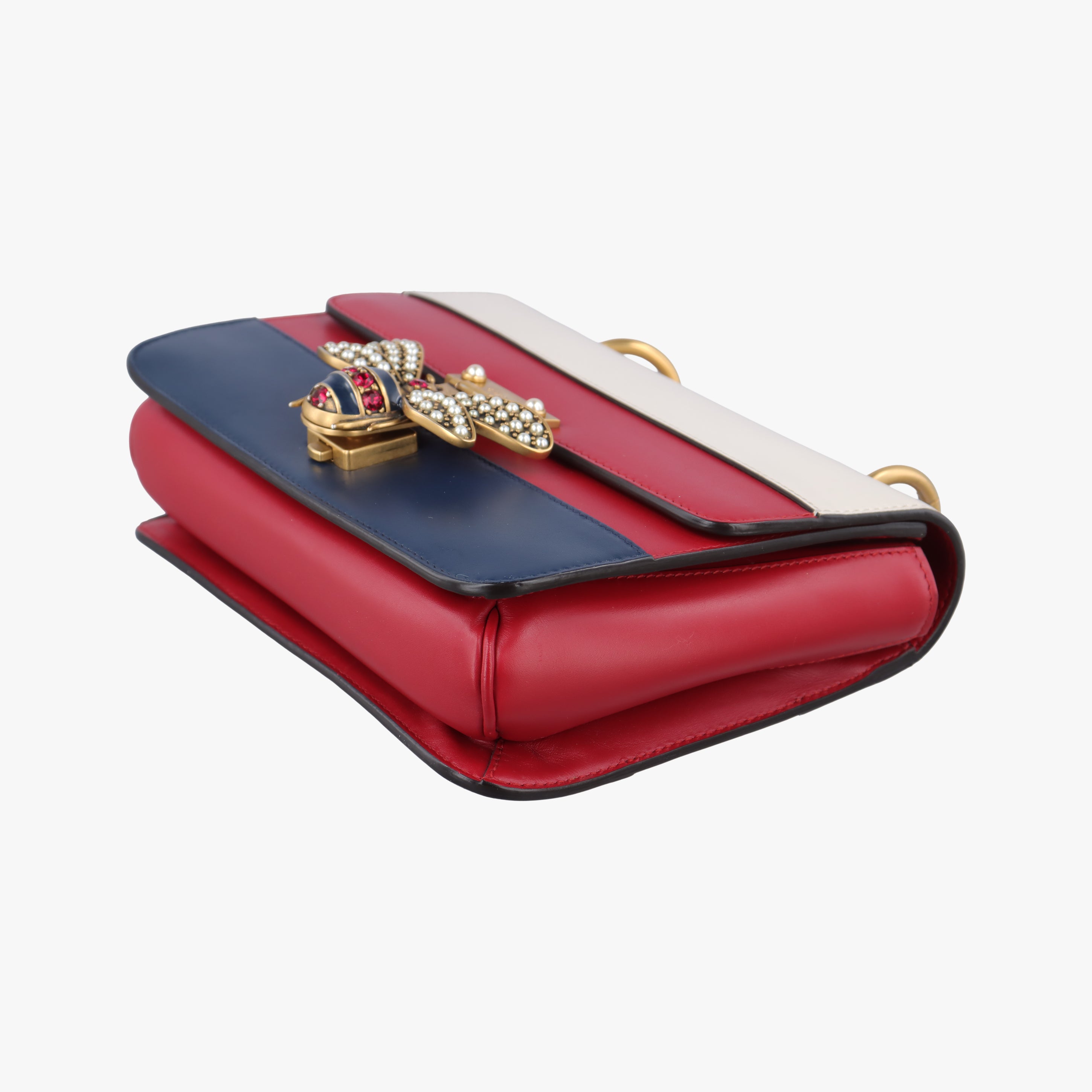 Queen Margaret Ivory×Red×Navy Leather 476542 E022393769クイーン マーガレット アイボリー×レッド×ネイビー レザー 476542 E022393769