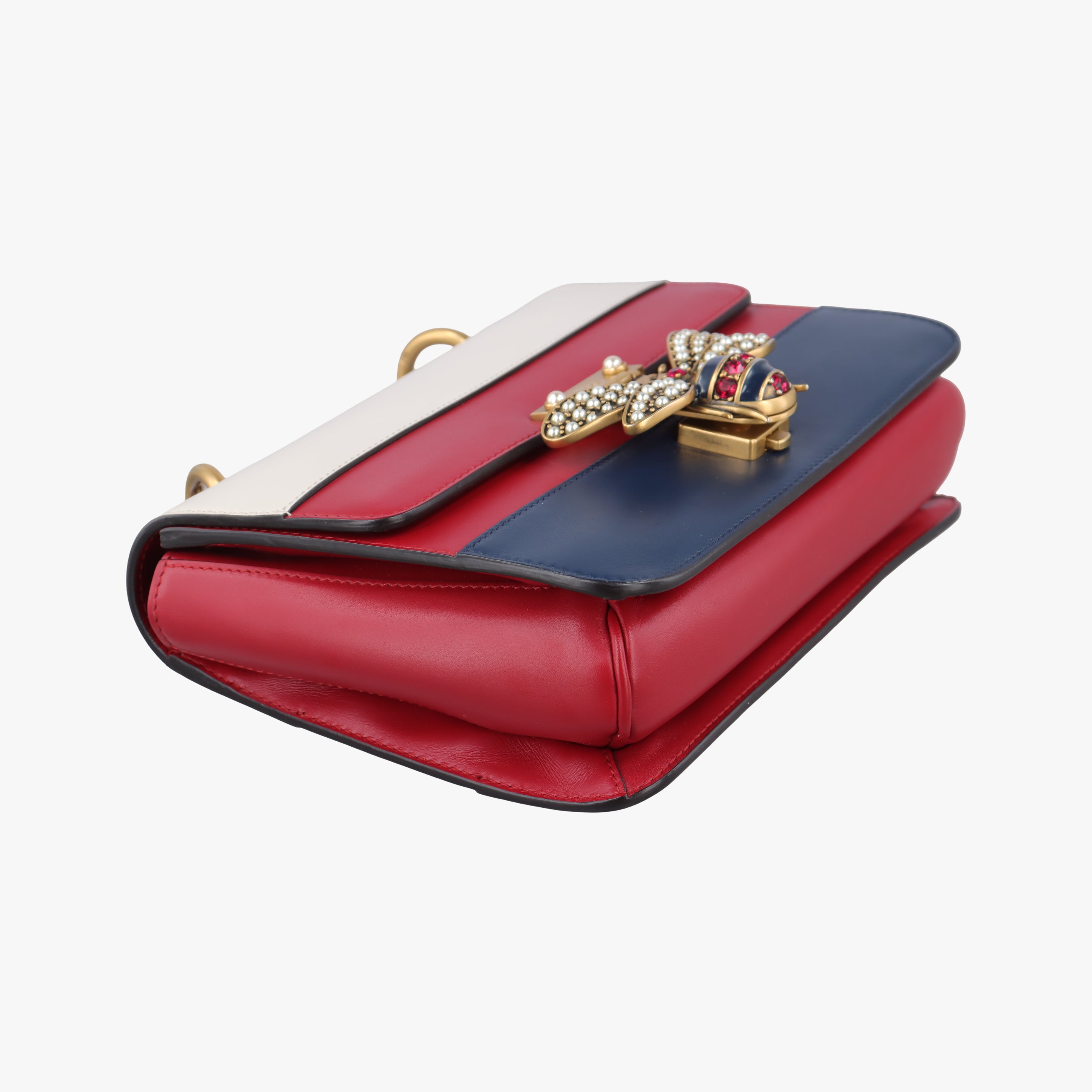 Queen Margaret Ivory×Red×Navy Leather 476542 E022393769クイーン マーガレット アイボリー×レッド×ネイビー レザー 476542 E022393769