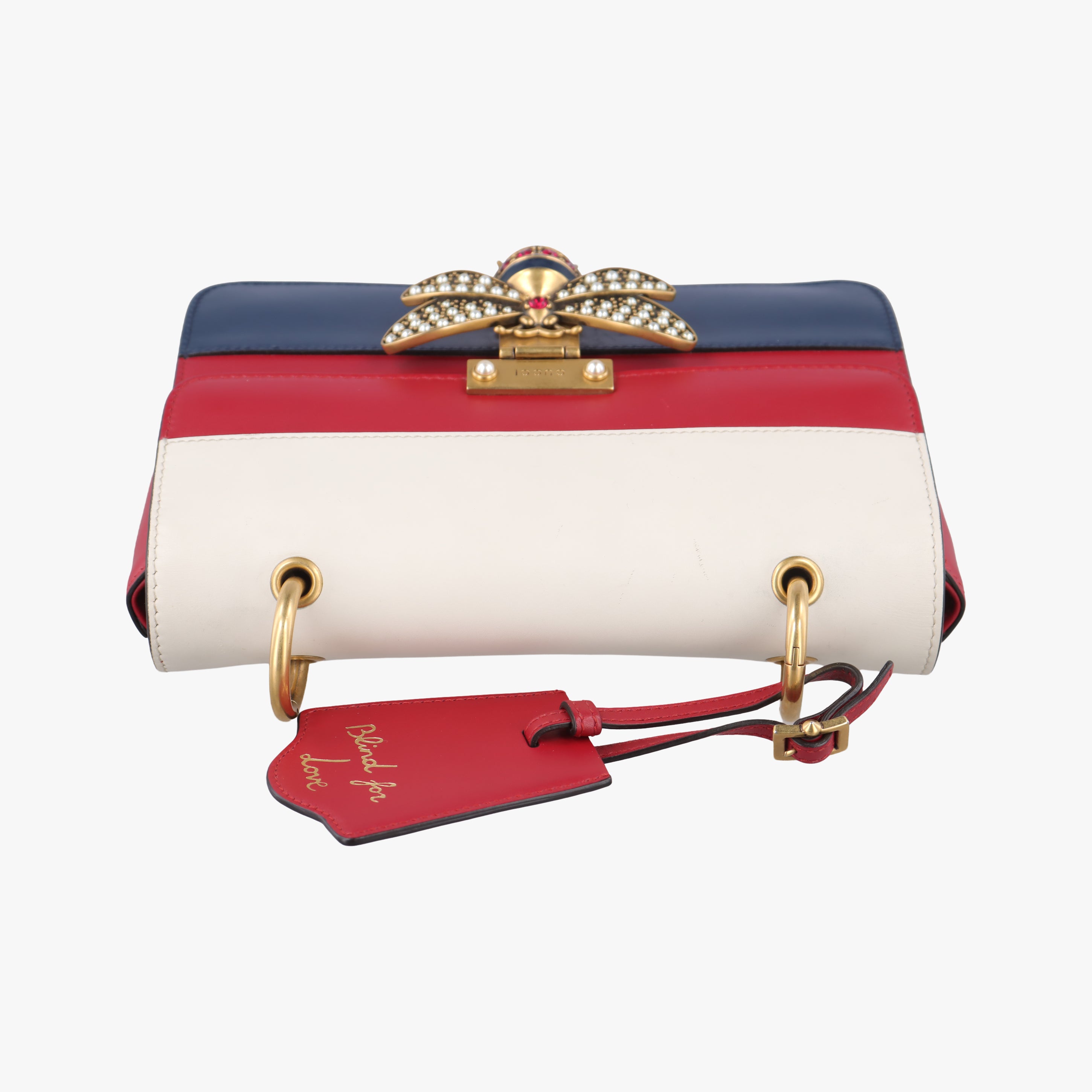 Queen Margaret Ivory×Red×Navy Leather 476542 E022393769クイーン マーガレット アイボリー×レッド×ネイビー レザー 476542 E022393769