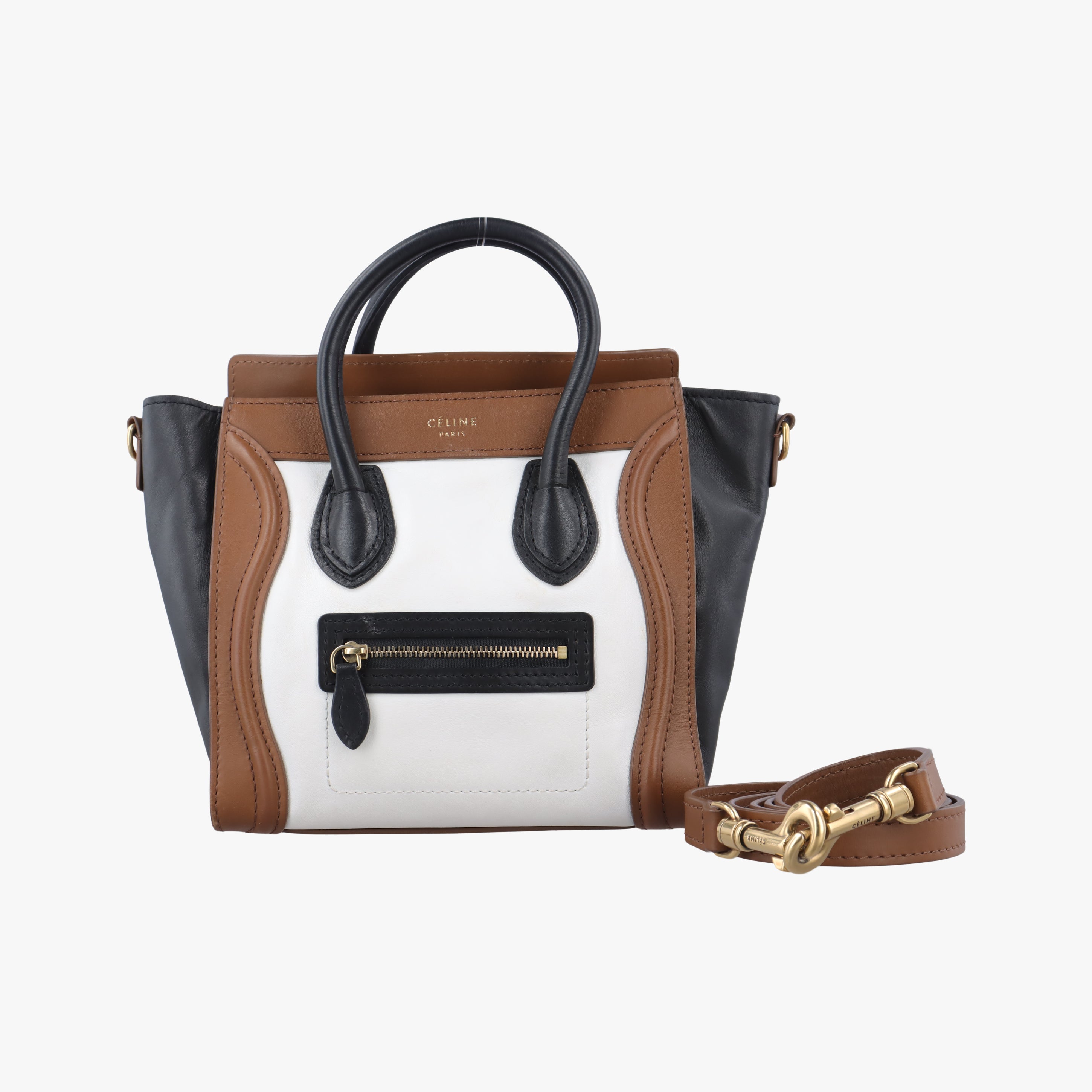 luggage nano shopper Brown×white×black Leather W-SA-0162 W-MM-0182ラゲージナノショッパー ブラウン×ホワイト×ブラック レザー W-SA-0162 W-MM-0182