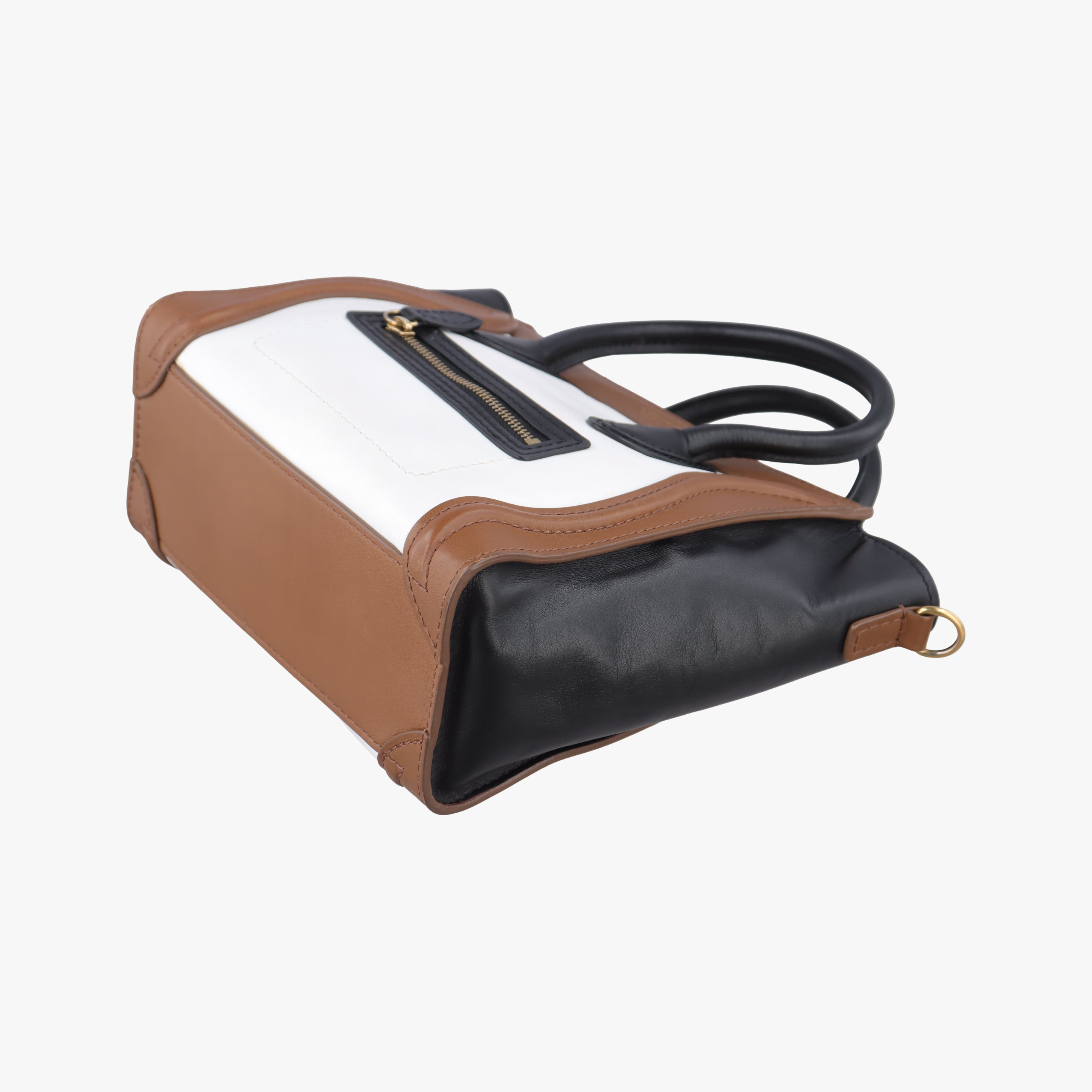 luggage nano shopper Brown×white×black Leather W-SA-0162 W-MM-0182ラゲージナノショッパー ブラウン×ホワイト×ブラック レザー W-SA-0162 W-MM-0182