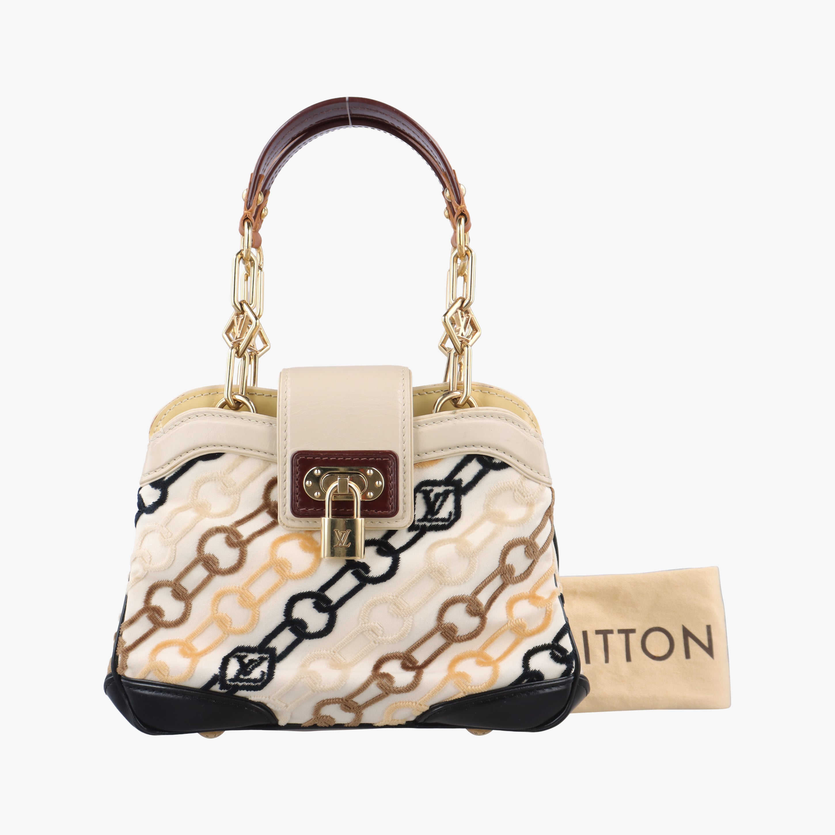 Mini Linda Ivory x Multicolor Cotton x Velvet x Leather M95207 TH0046ミニリンダ アイボリー×マルチカラー コットン×ベロア×レザー M95207 TH0046