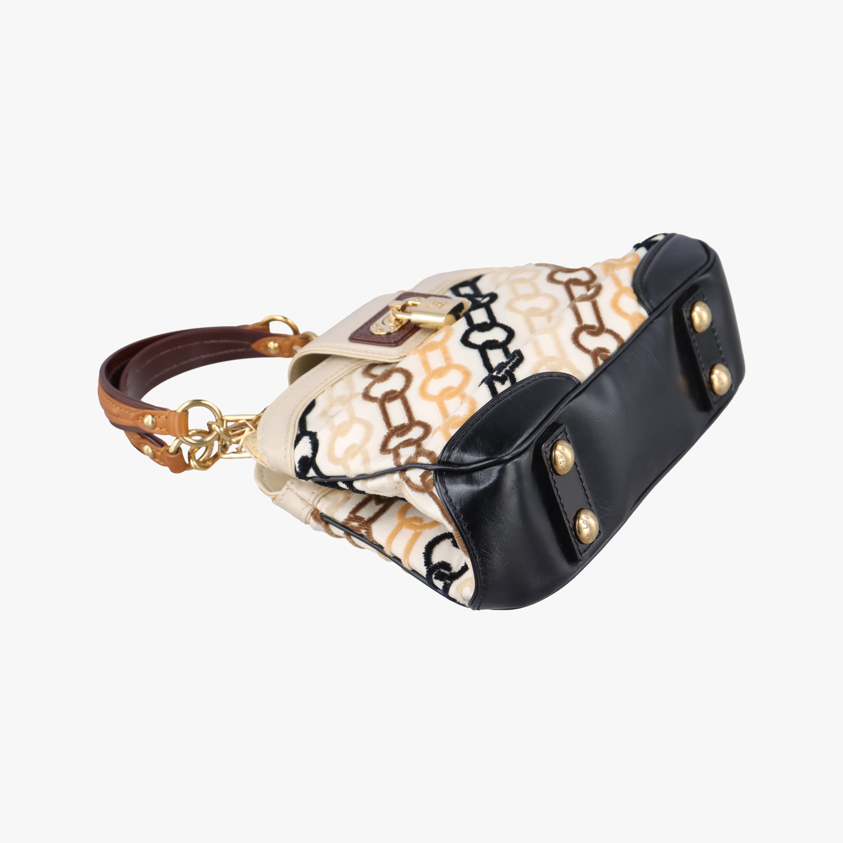 Mini Linda Ivory x Multicolor Cotton x Velvet x Leather M95207 TH0046ミニリンダ アイボリー×マルチカラー コットン×ベロア×レザー M95207 TH0046