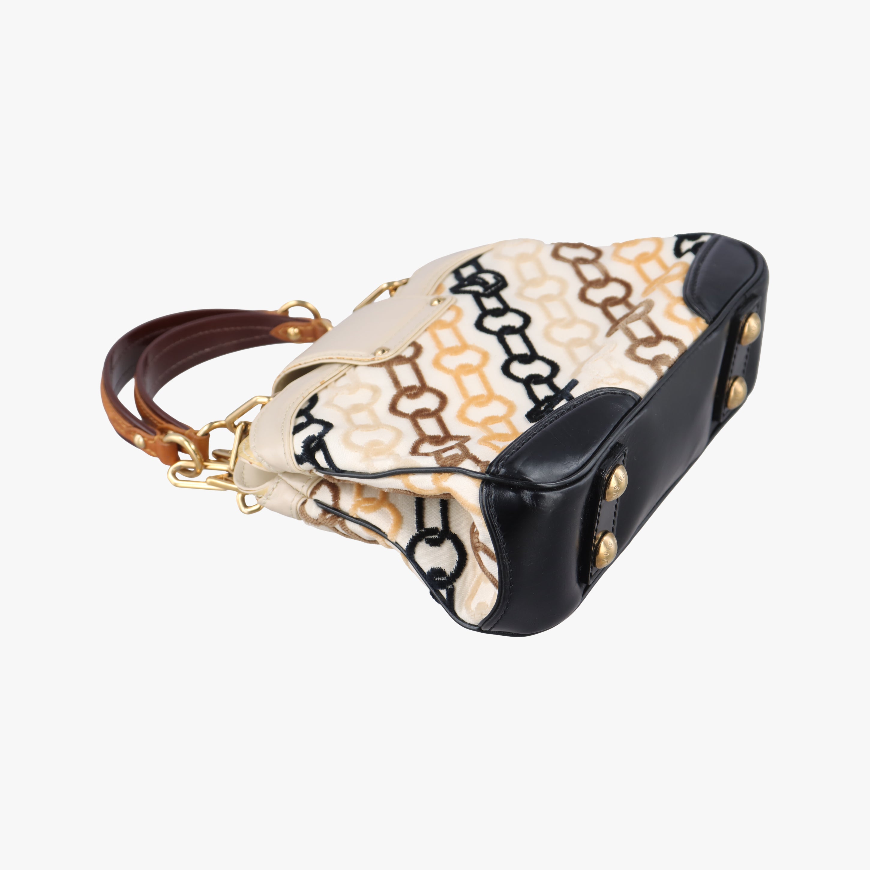 Mini Linda Ivory x Multicolor Cotton x Velvet x Leather M95207 TH0046ミニリンダ アイボリー×マルチカラー コットン×ベロア×レザー M95207 TH0046