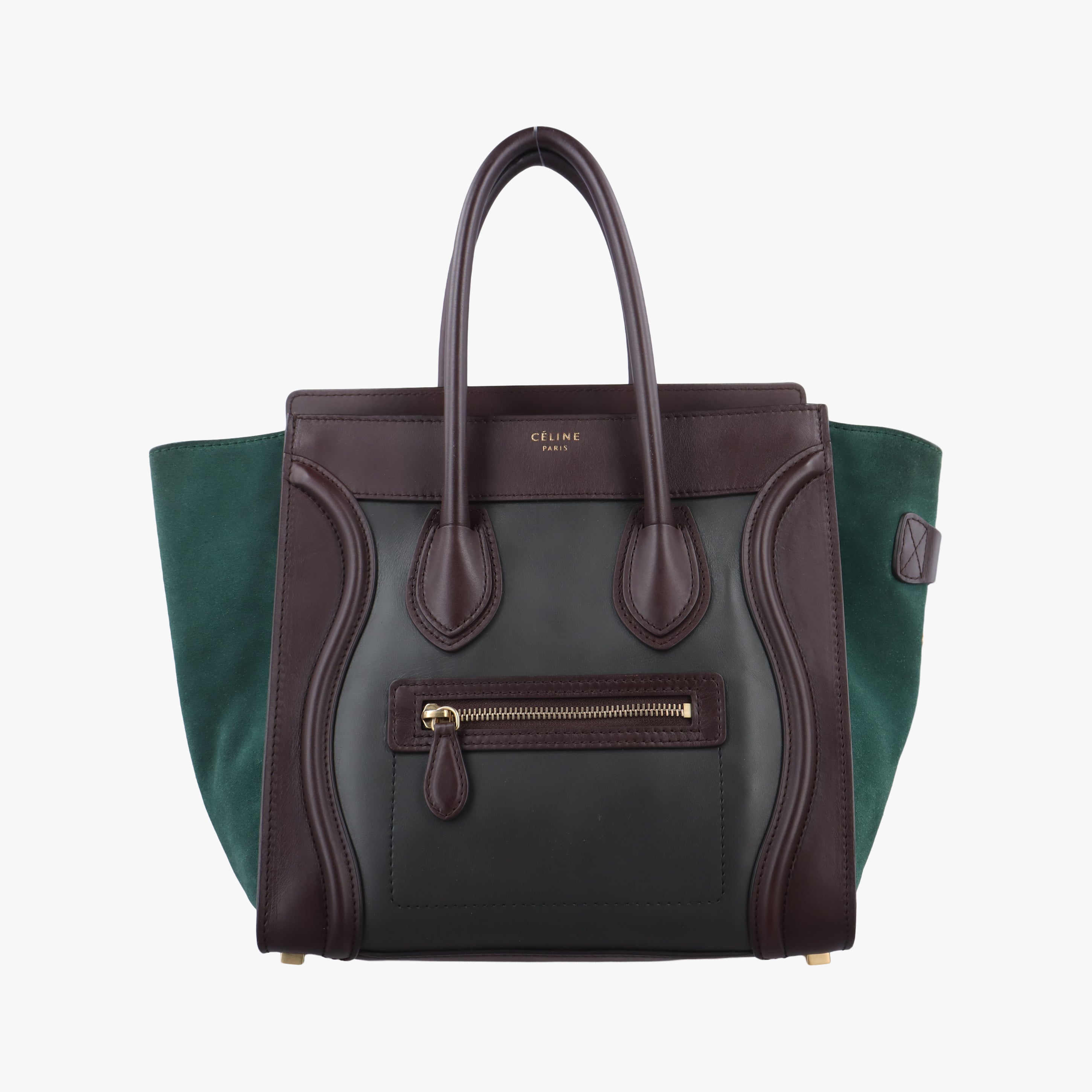 Luggage Micro shopper Green×burgundy×Black Leather×suede S-SA-0112 U-MM-0122ラゲージマイクロショッパー グリーン×ワインレッド×ブラック レザー×スエード S-SA-0112 U-MM-0122