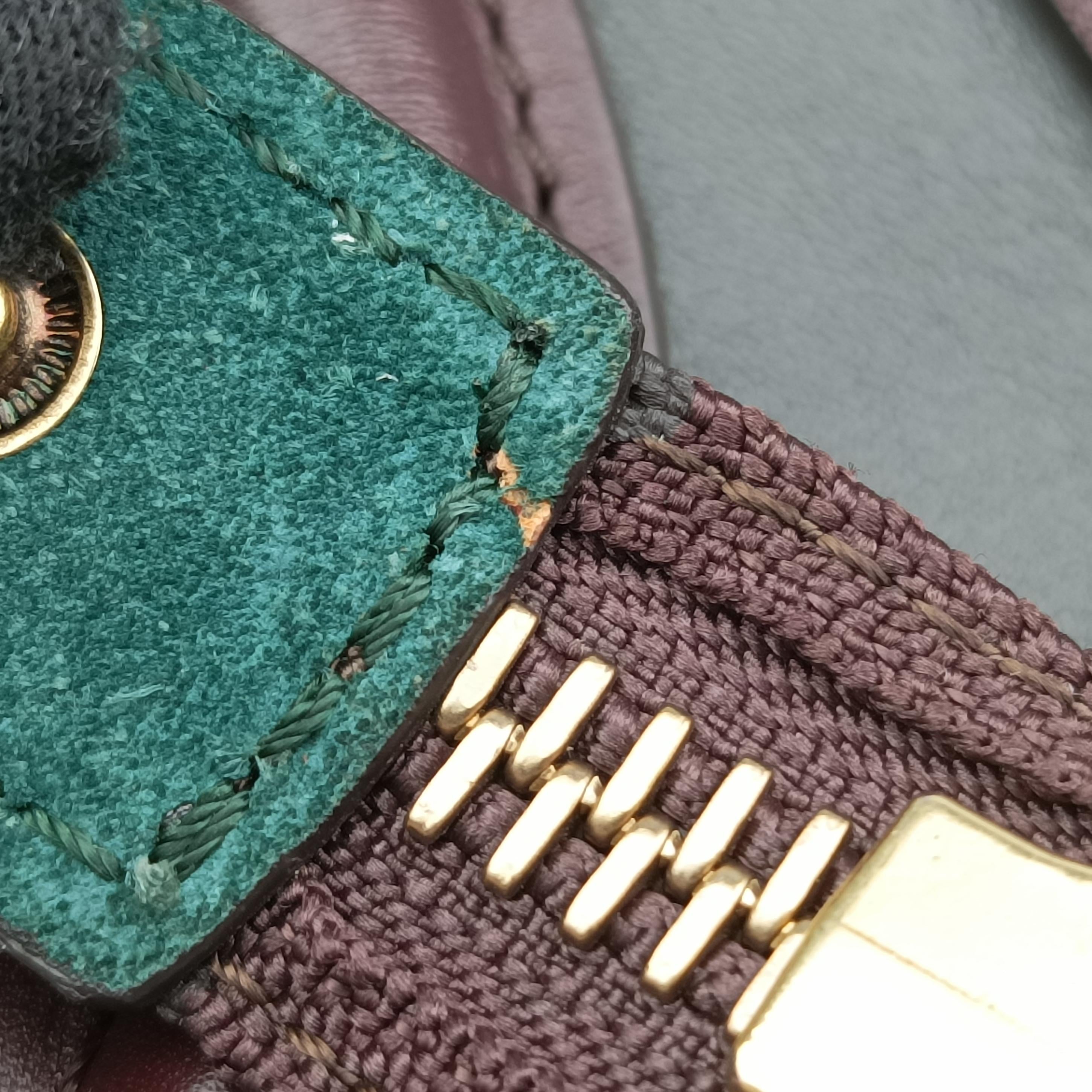 Luggage Micro shopper Green×burgundy×Black Leather×suede S-SA-0112 U-MM-0122ラゲージマイクロショッパー グリーン×ワインレッド×ブラック レザー×スエード S-SA-0112 U-MM-0122