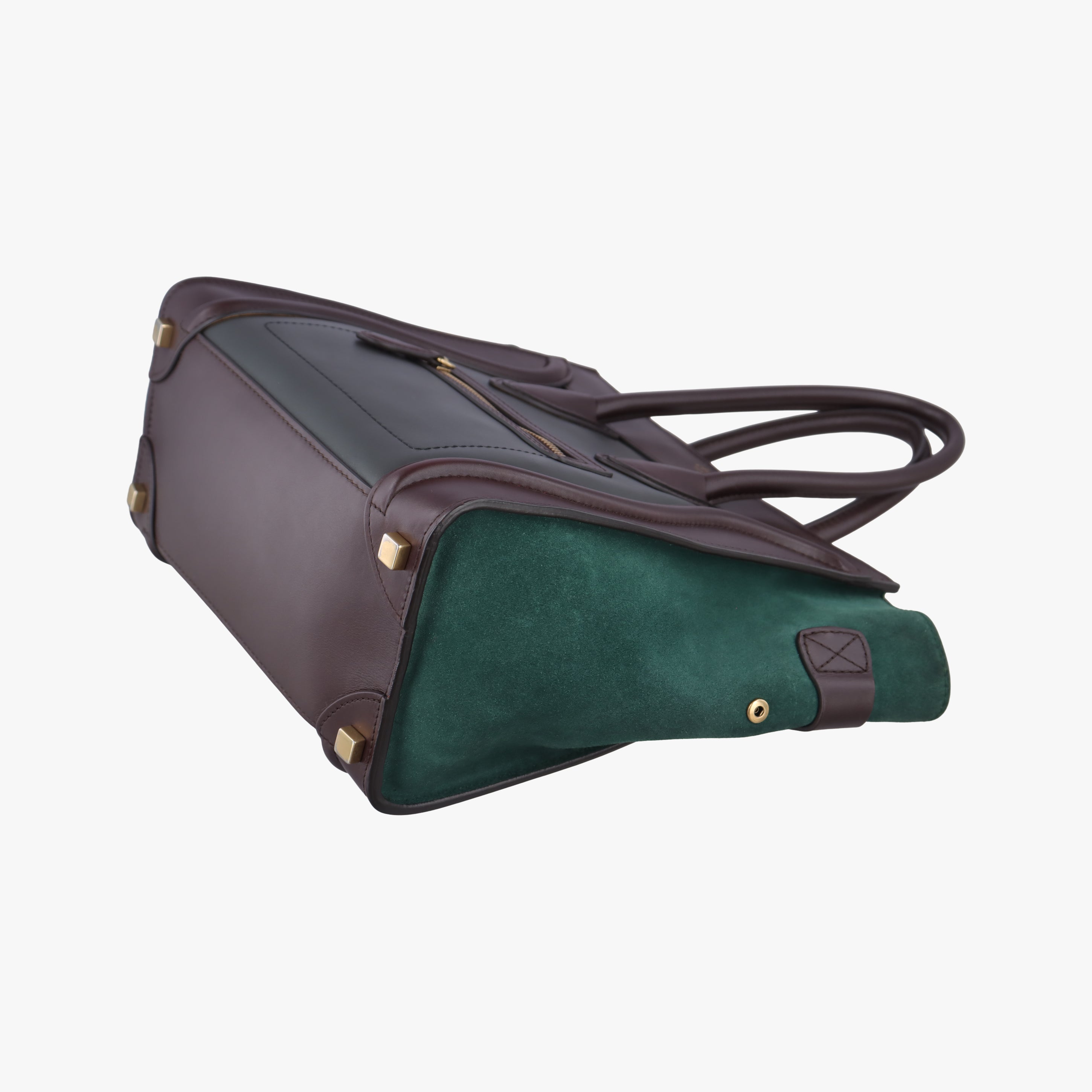 Luggage Micro shopper Green×burgundy×Black Leather×suede S-SA-0112 U-MM-0122ラゲージマイクロショッパー グリーン×ワインレッド×ブラック レザー×スエード S-SA-0112 U-MM-0122