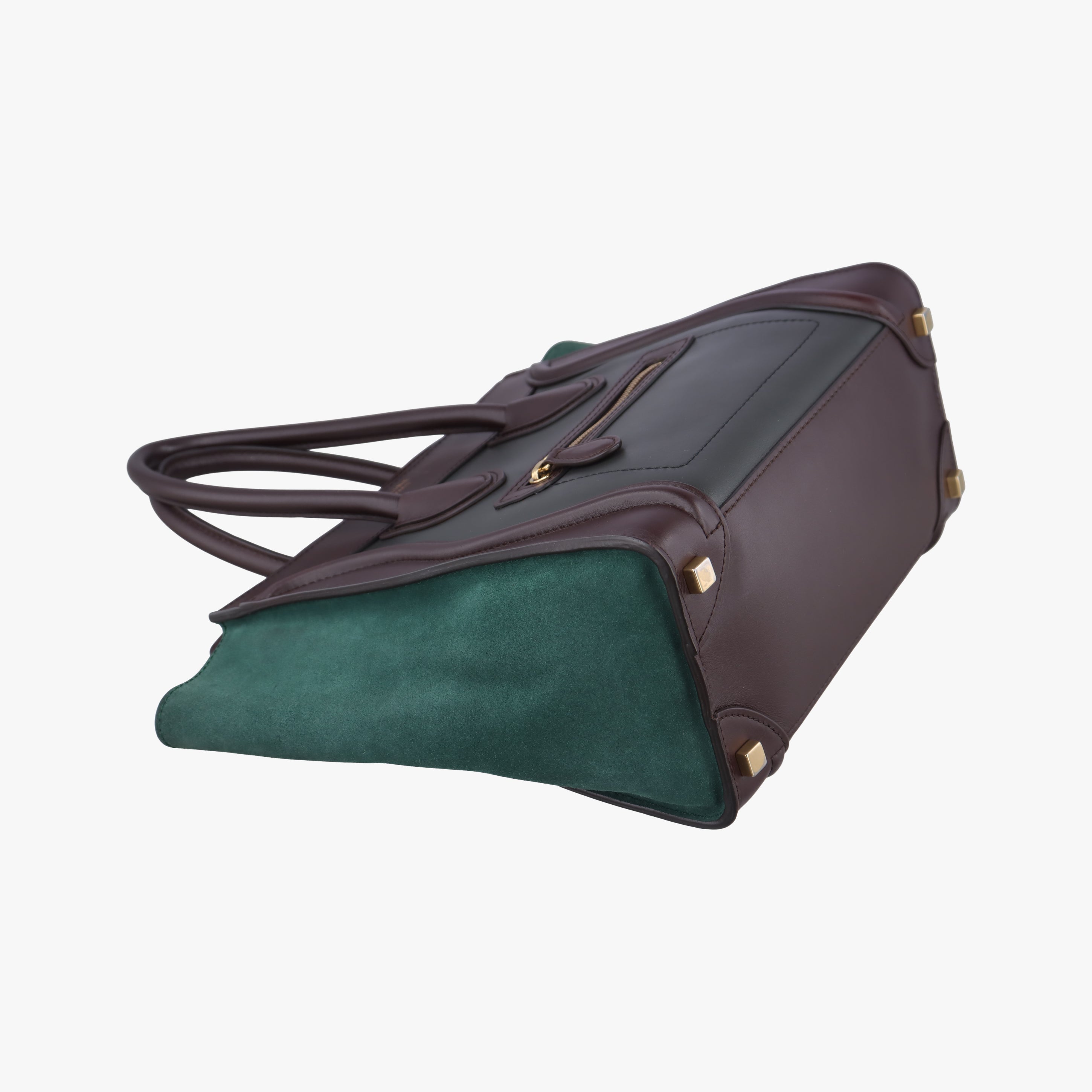 Luggage Micro shopper Green×burgundy×Black Leather×suede S-SA-0112 U-MM-0122ラゲージマイクロショッパー グリーン×ワインレッド×ブラック レザー×スエード S-SA-0112 U-MM-0122