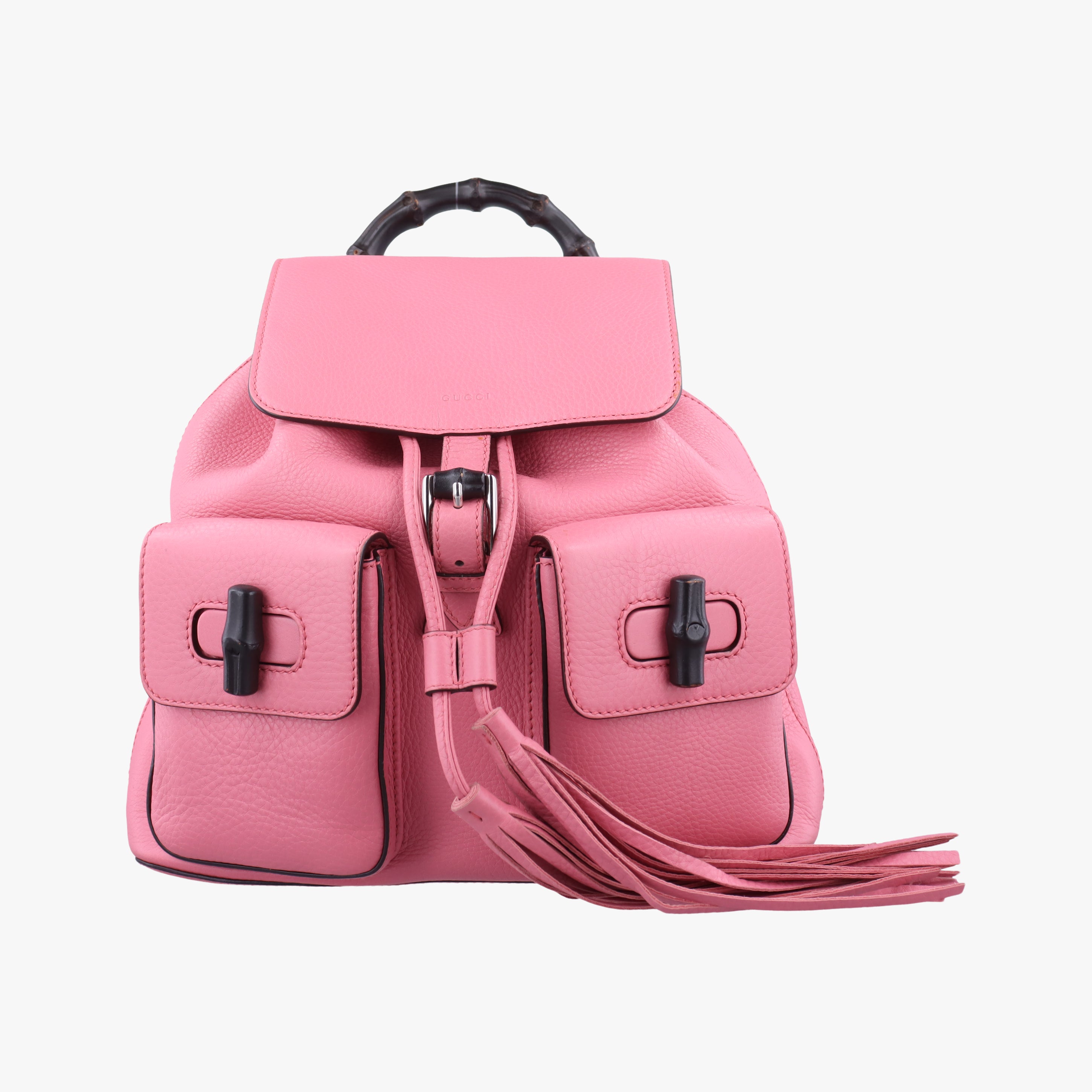 Bamboo fringe tassel Pink Leather 370833 I017857403バンブー ピンク レザー 370833 I017857403