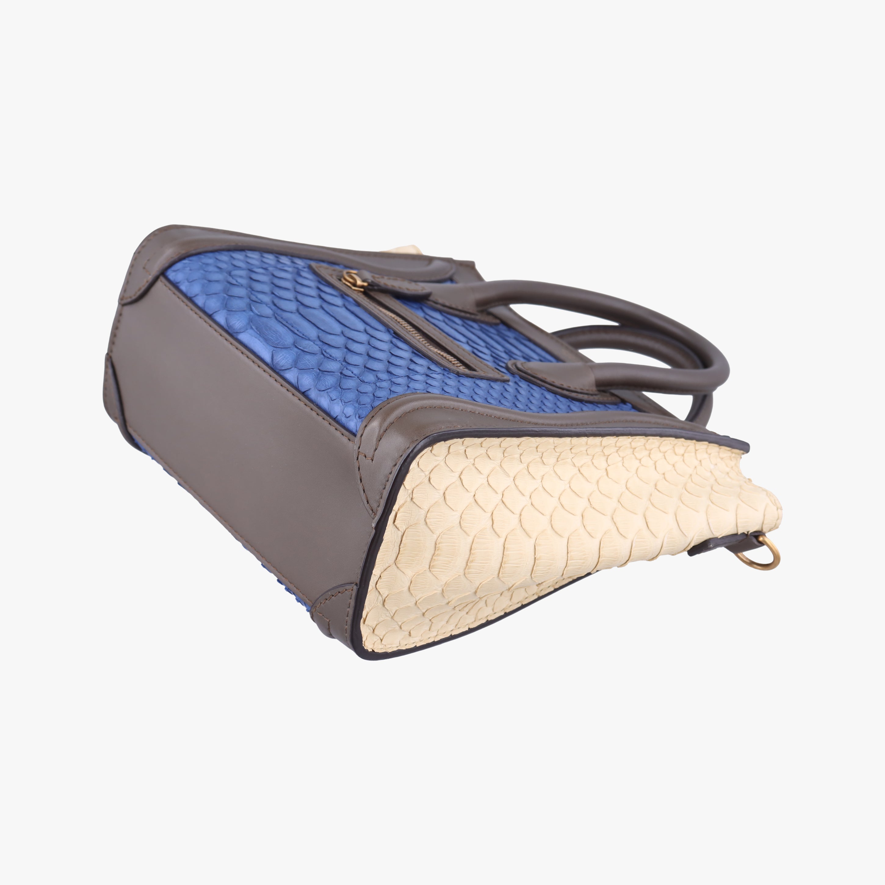 luggage nano shopper Blue×white×Brown snakeskin S-GA-1103ラゲージナノショッパー ブルー×ホワイト×ブラウン ヘビ革 S-GA-1103