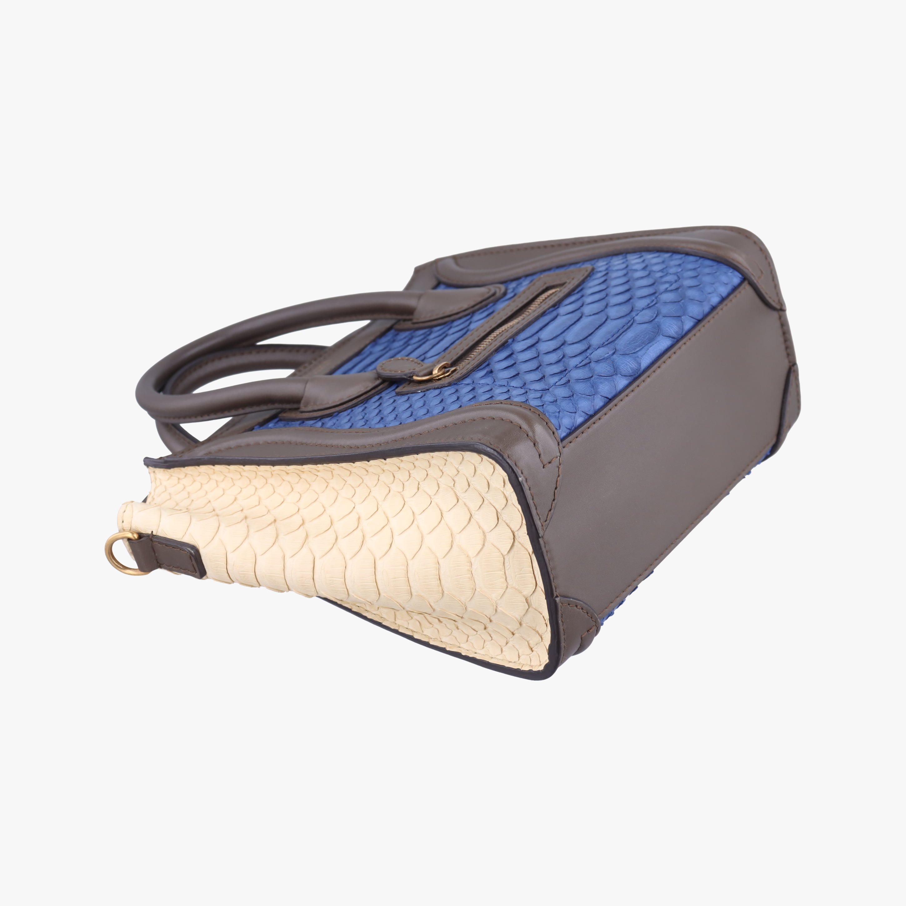 luggage nano shopper Blue×white×Brown snakeskin S-GA-1103ラゲージナノショッパー ブルー×ホワイト×ブラウン ヘビ革 S-GA-1103