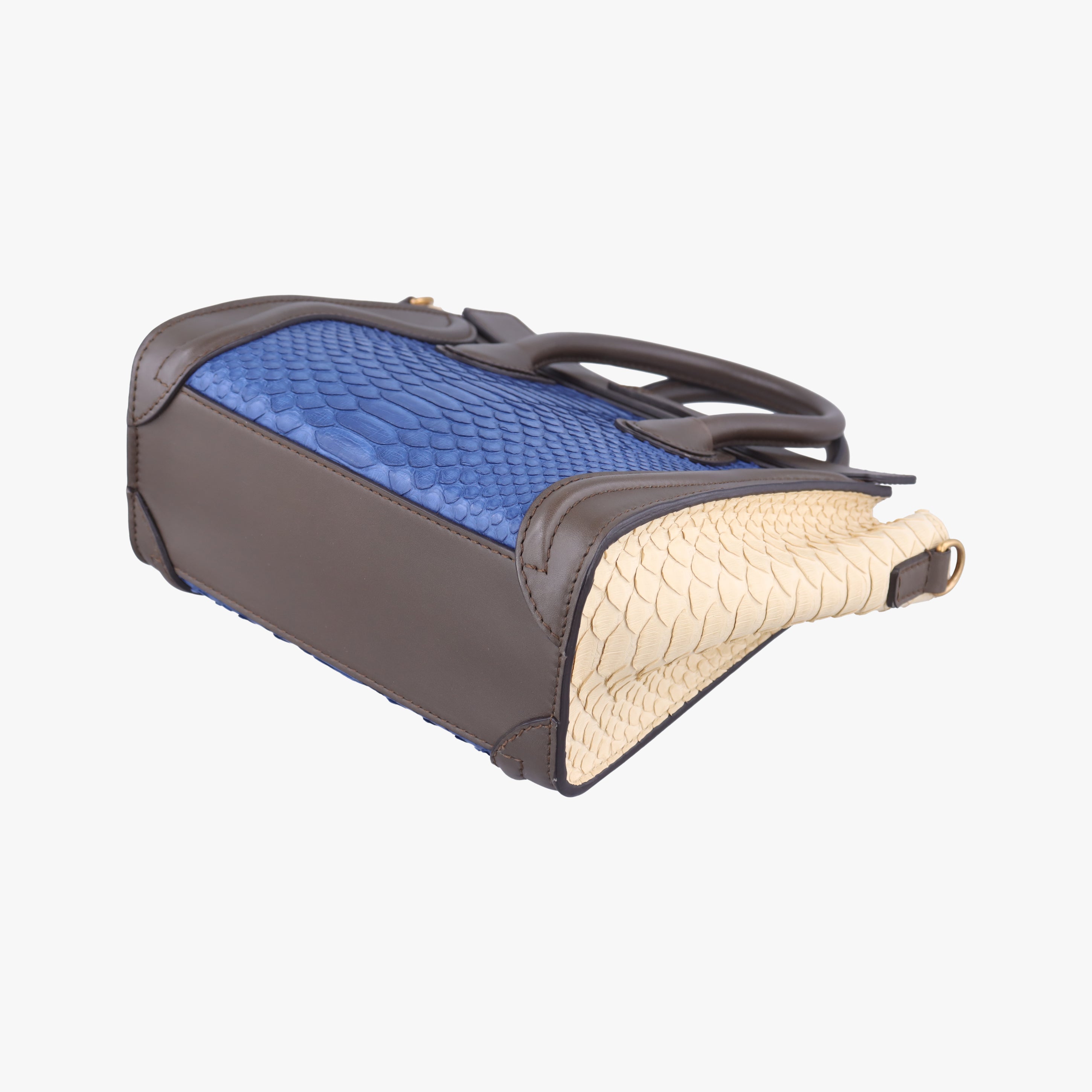 luggage nano shopper Blue×white×Brown snakeskin S-GA-1103ラゲージナノショッパー ブルー×ホワイト×ブラウン ヘビ革 S-GA-1103