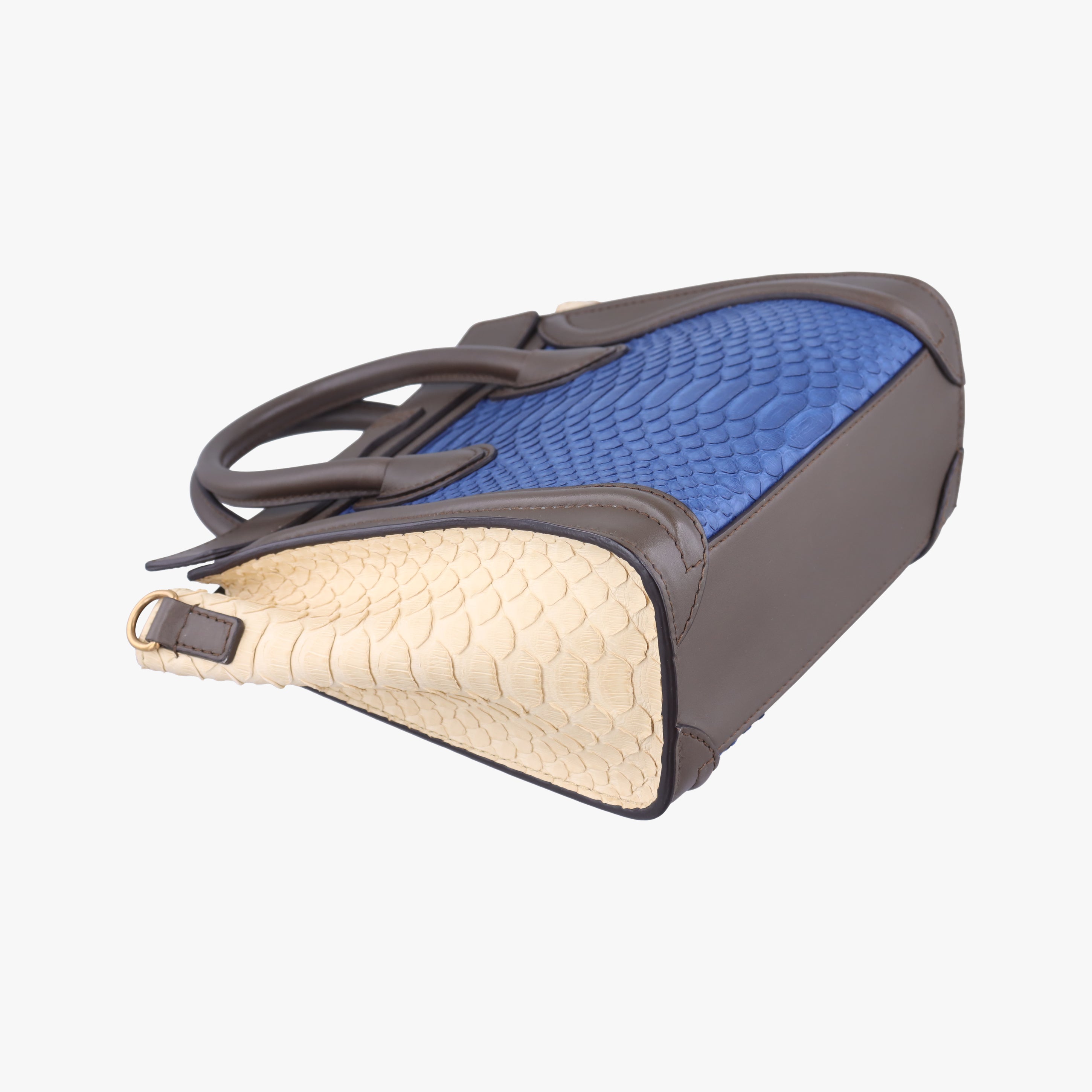 luggage nano shopper Blue×white×Brown snakeskin S-GA-1103ラゲージナノショッパー ブルー×ホワイト×ブラウン ヘビ革 S-GA-1103