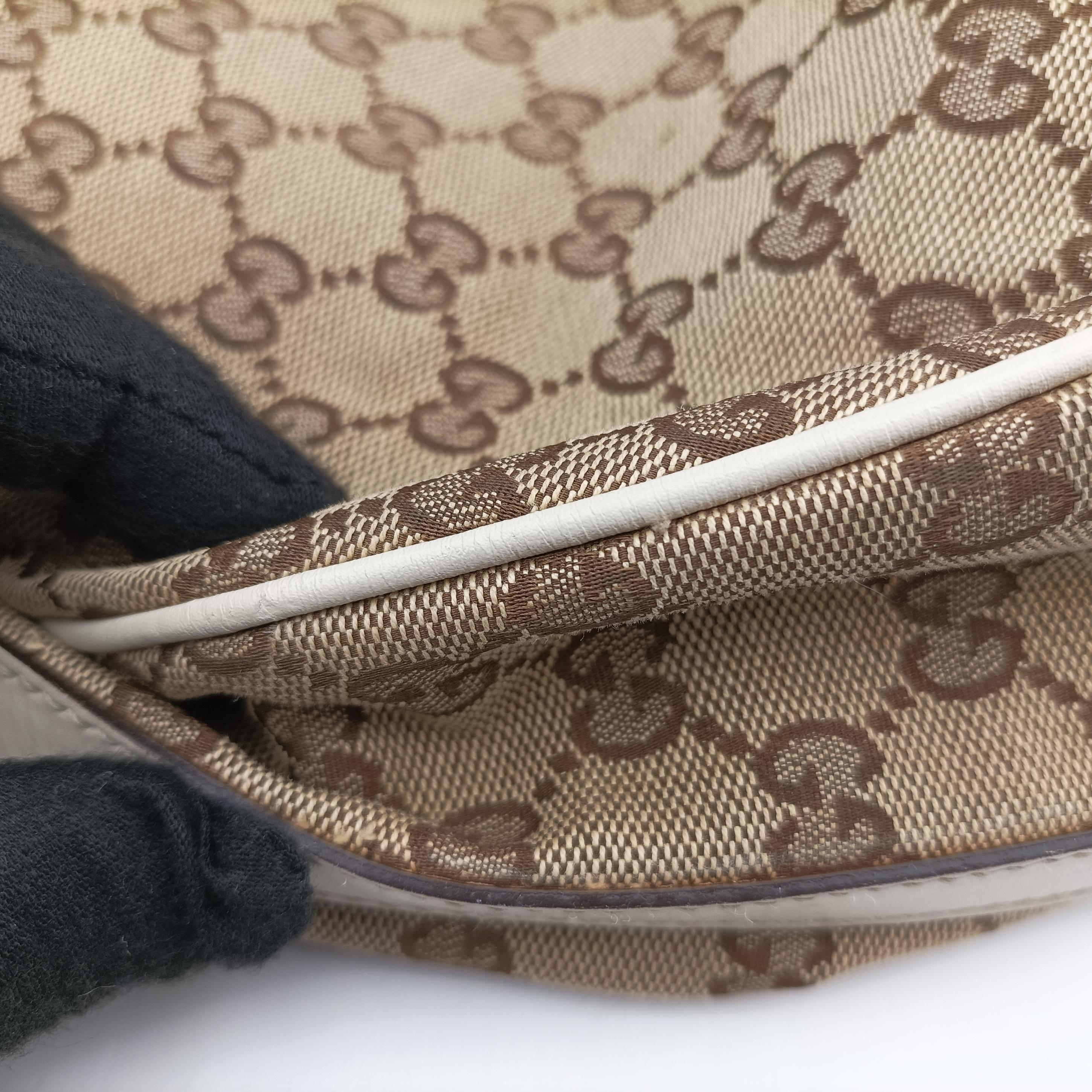 GG Twins Hobo WhitexBeide canvas 232945 C7078977GGツインズホーボー ホワイトxベージュ キャンバス 232945 C7078977