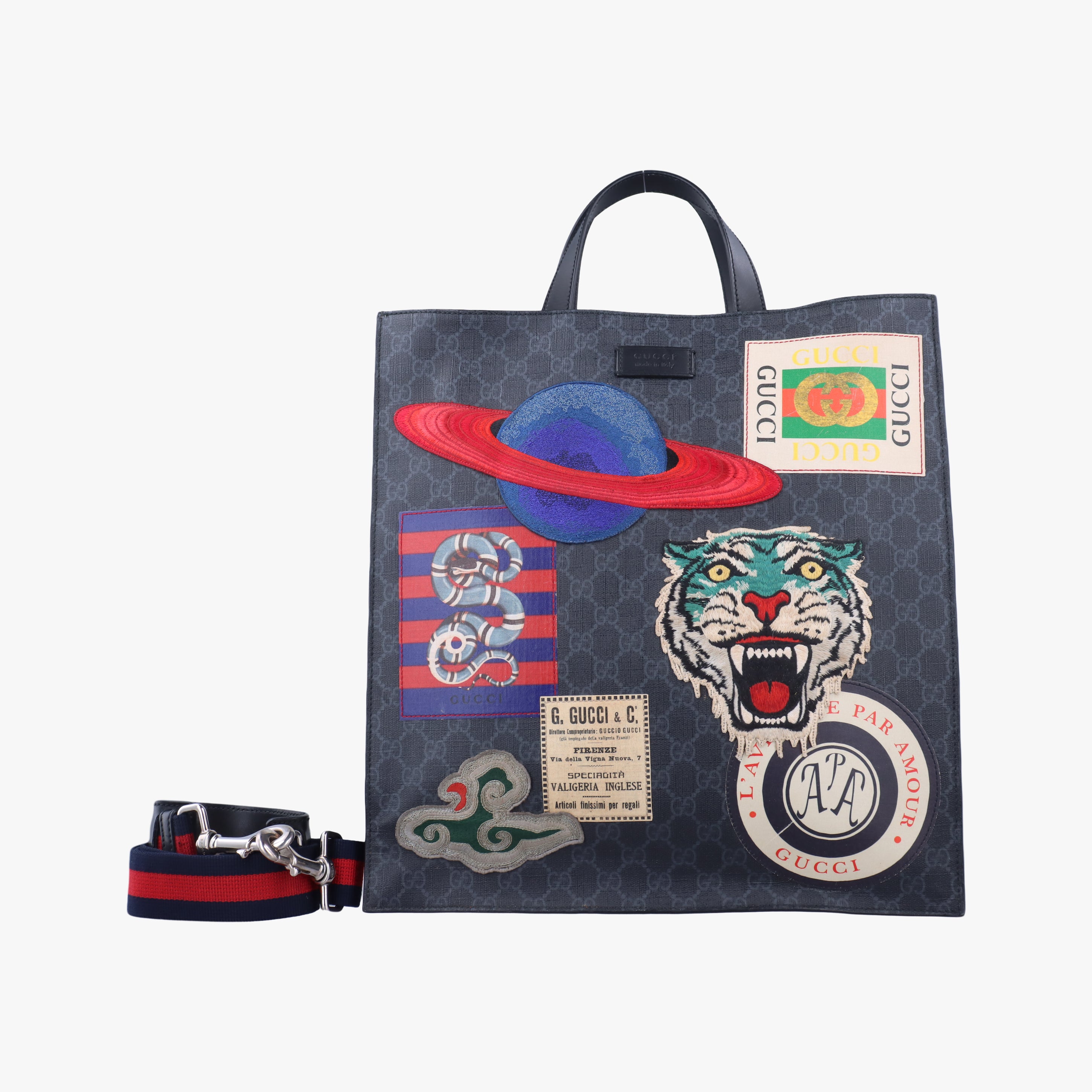 GG Supreme Tiger black×Multicolour PVC coated canvas 495559 G026480561GGスプリーム タイガー ブラック×マルチカラー PVCコーティングキャンバス 495559 G026480561