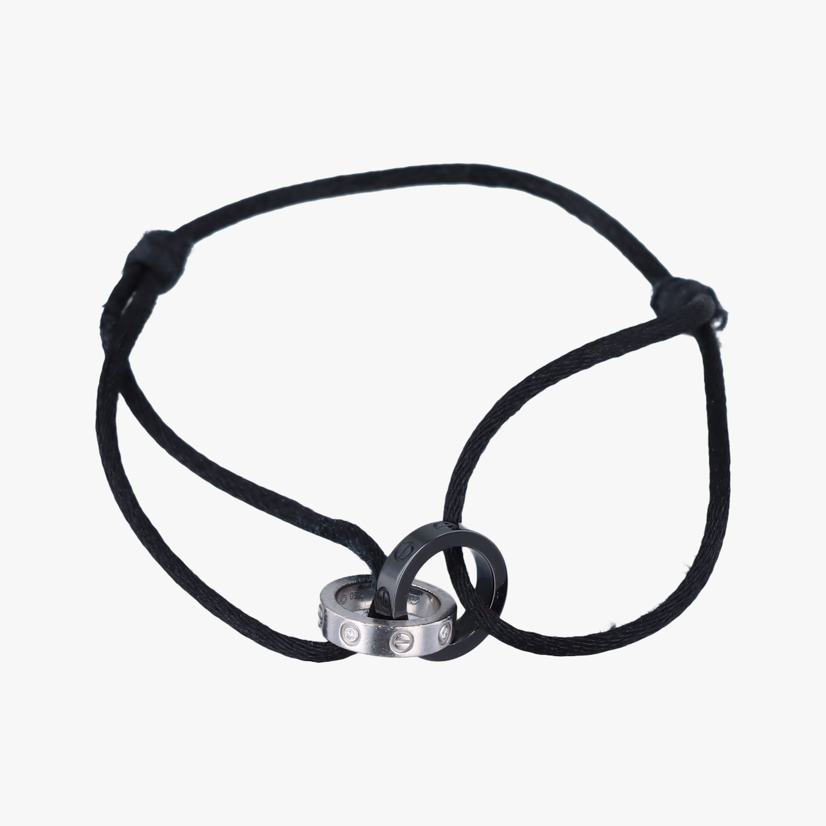 LOVE 2 DIAMONDS BLUE CORD Silver × Black AU750 B6026005 UJ2448ラブコード シルバー × ブラック AU750 B6026005 UJ2448