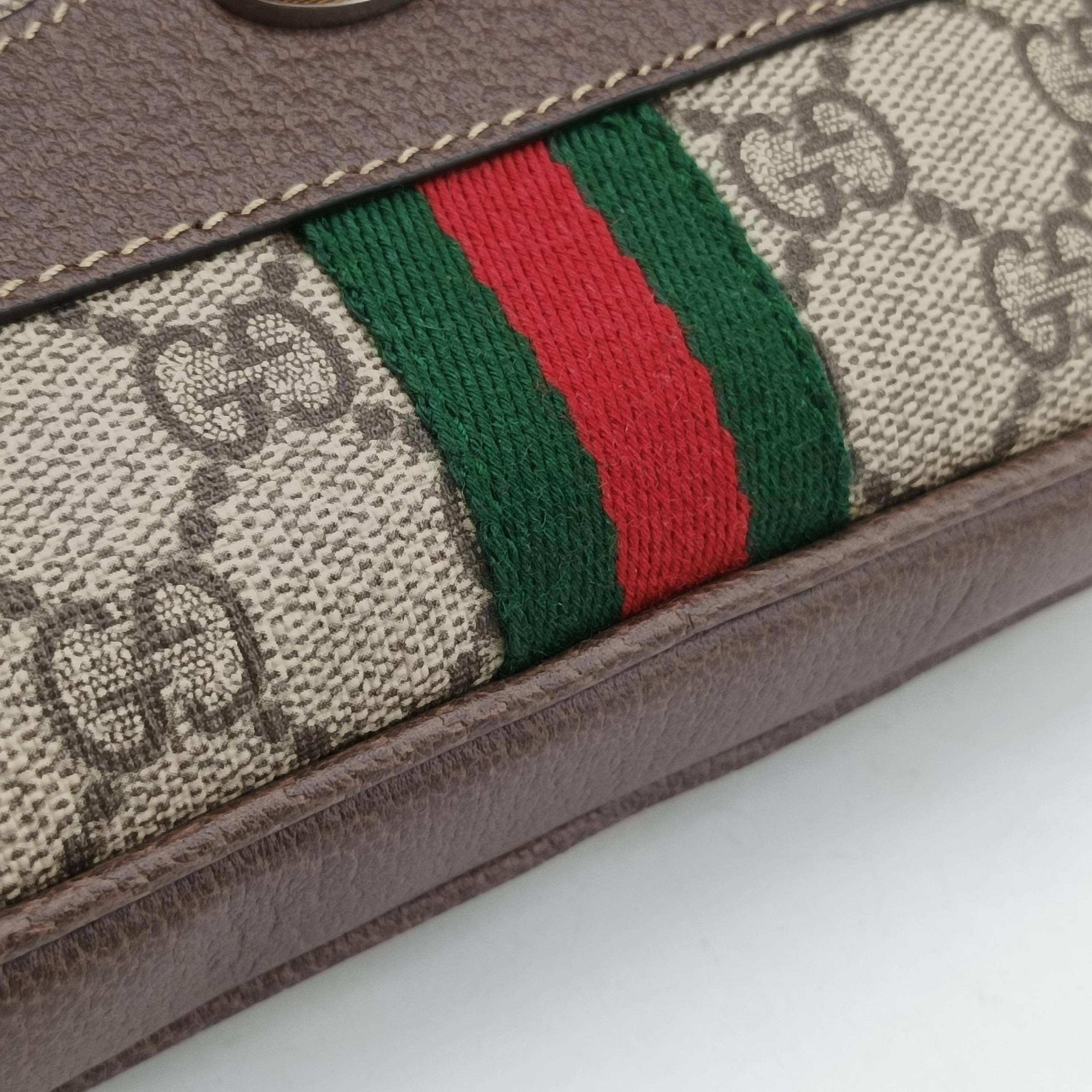 Ophidia Brown×green×red PVC coated canvas×leather 519308 オフィディア ブラウン×グリーン×レッド PVCコーティングキャンバス×レザー 519308