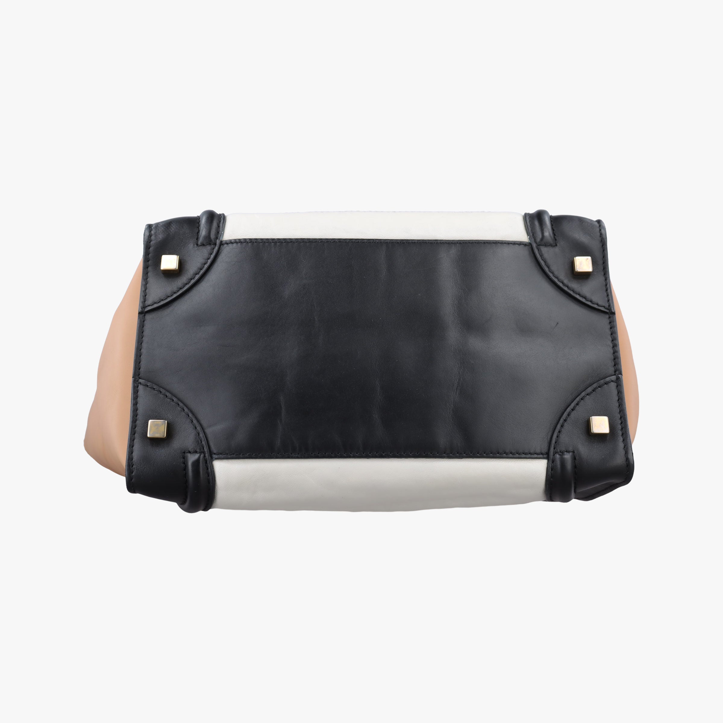 Luggage Mini Shopper Beige×white×black Leather U-CE-0131ラゲージミニショッパー ベージュ×ホワイト×ブラック レザー U-CE-0131