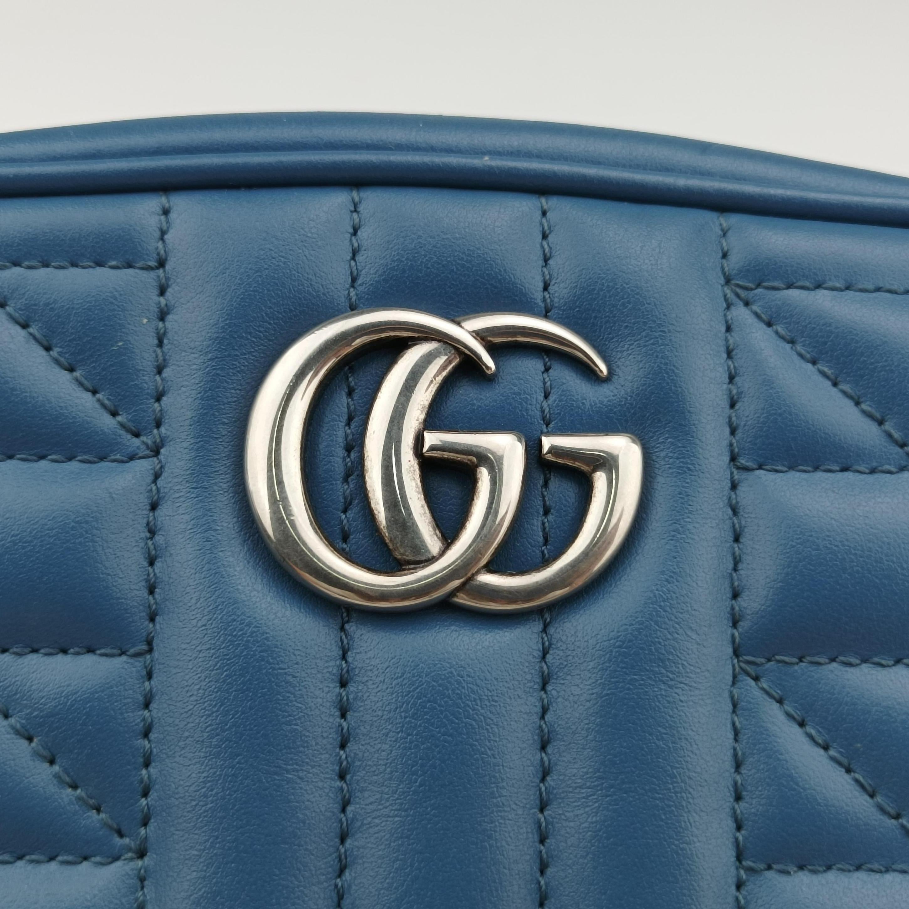 GG Marmont Blue Leather 634936 B037938456GGマーモント ブルー レザー 634936 B037938456