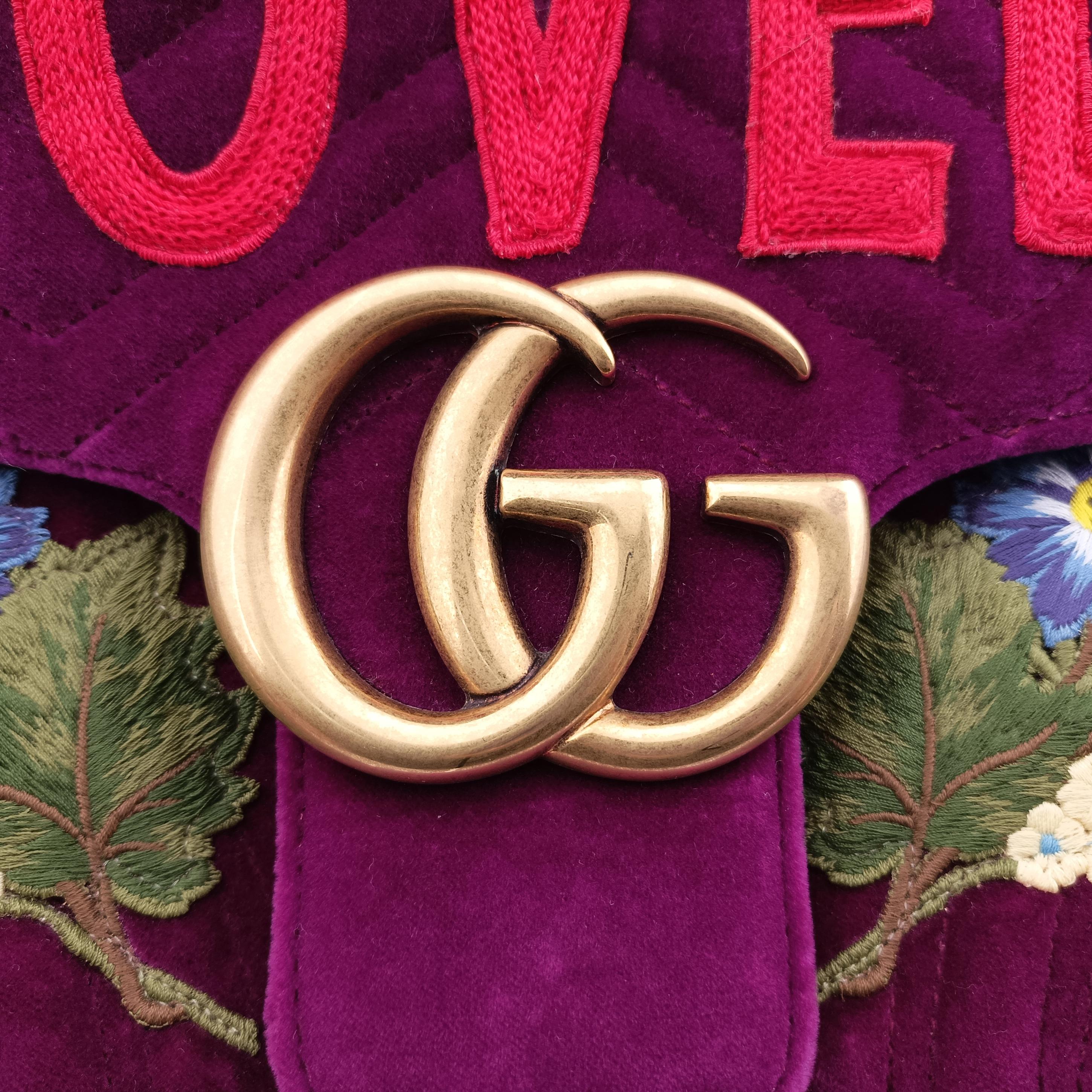 GG Marmont Purple×Multicolour velour 443496 A021930108GGマーモント パープル×マルチカラー ベロア 443496 A021930108