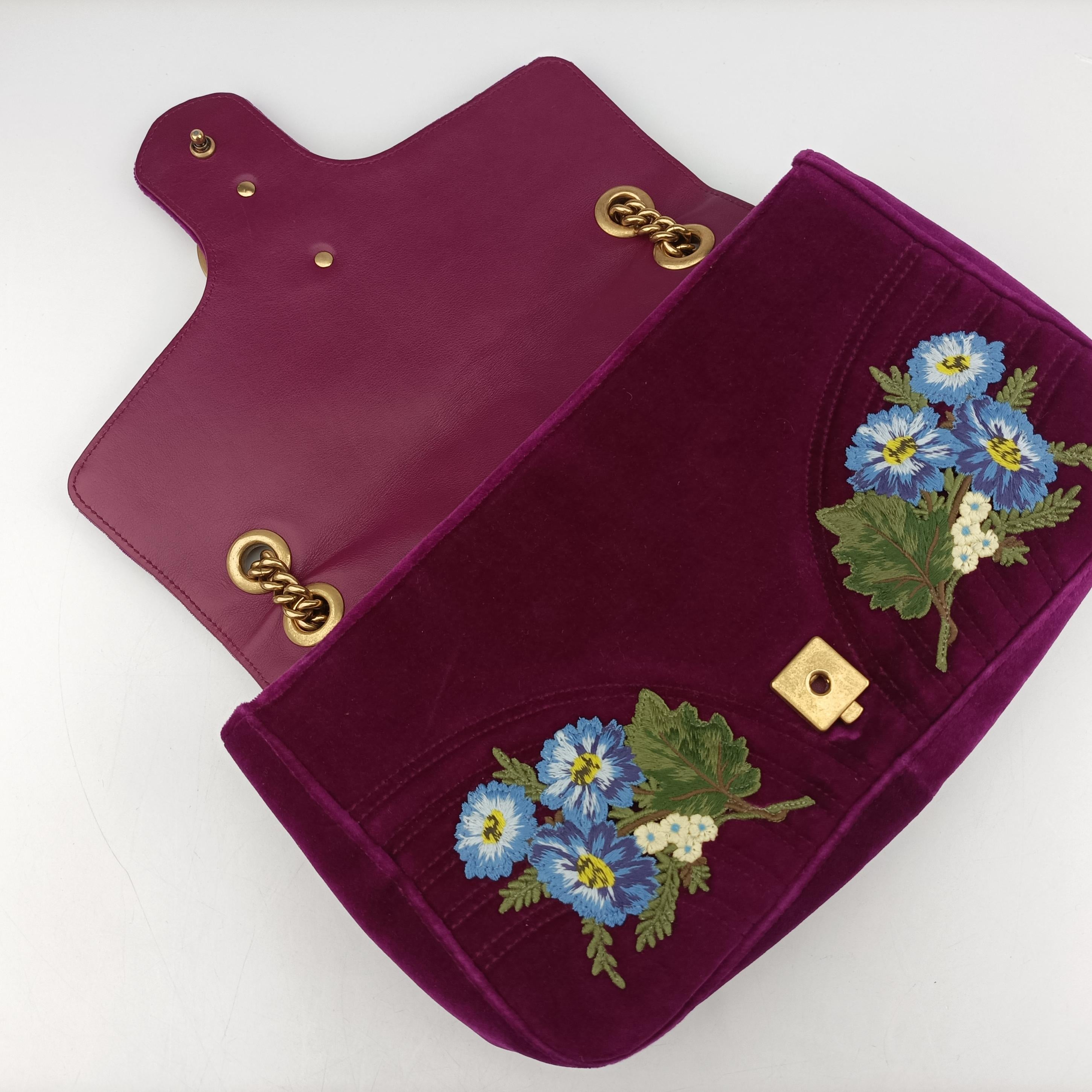 GG Marmont Purple×Multicolour velour 443496 A021930108GGマーモント パープル×マルチカラー ベロア 443496 A021930108