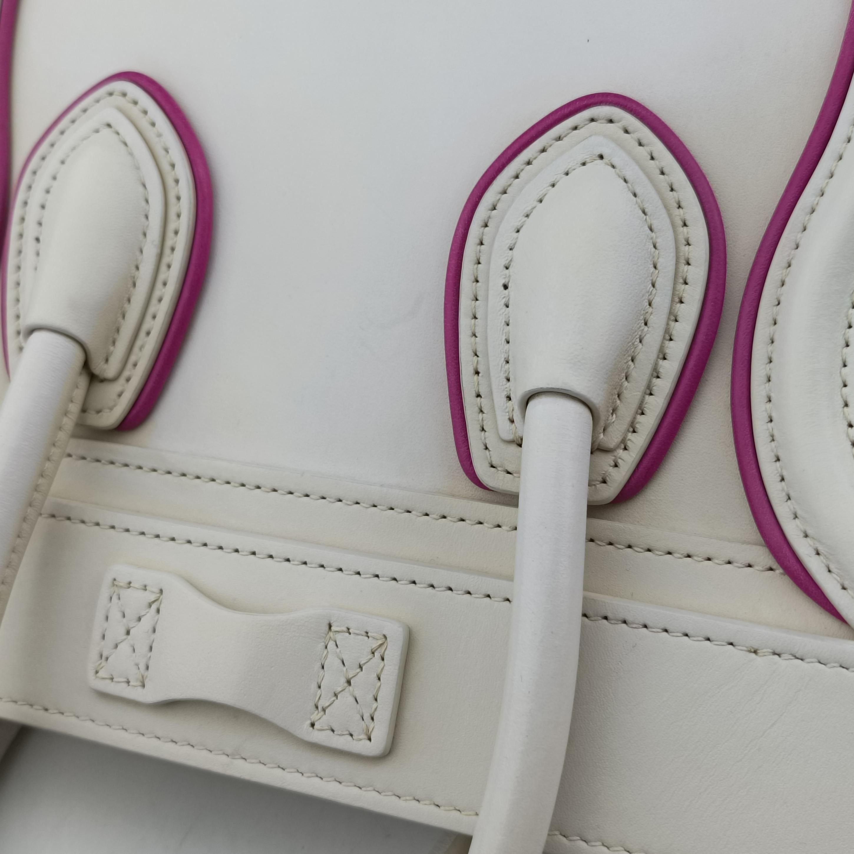 luggage nano shopper White×pink Leather S-CU-4176ラゲージナノショッパー ホワイト×ピンク レザー S-CU-4176