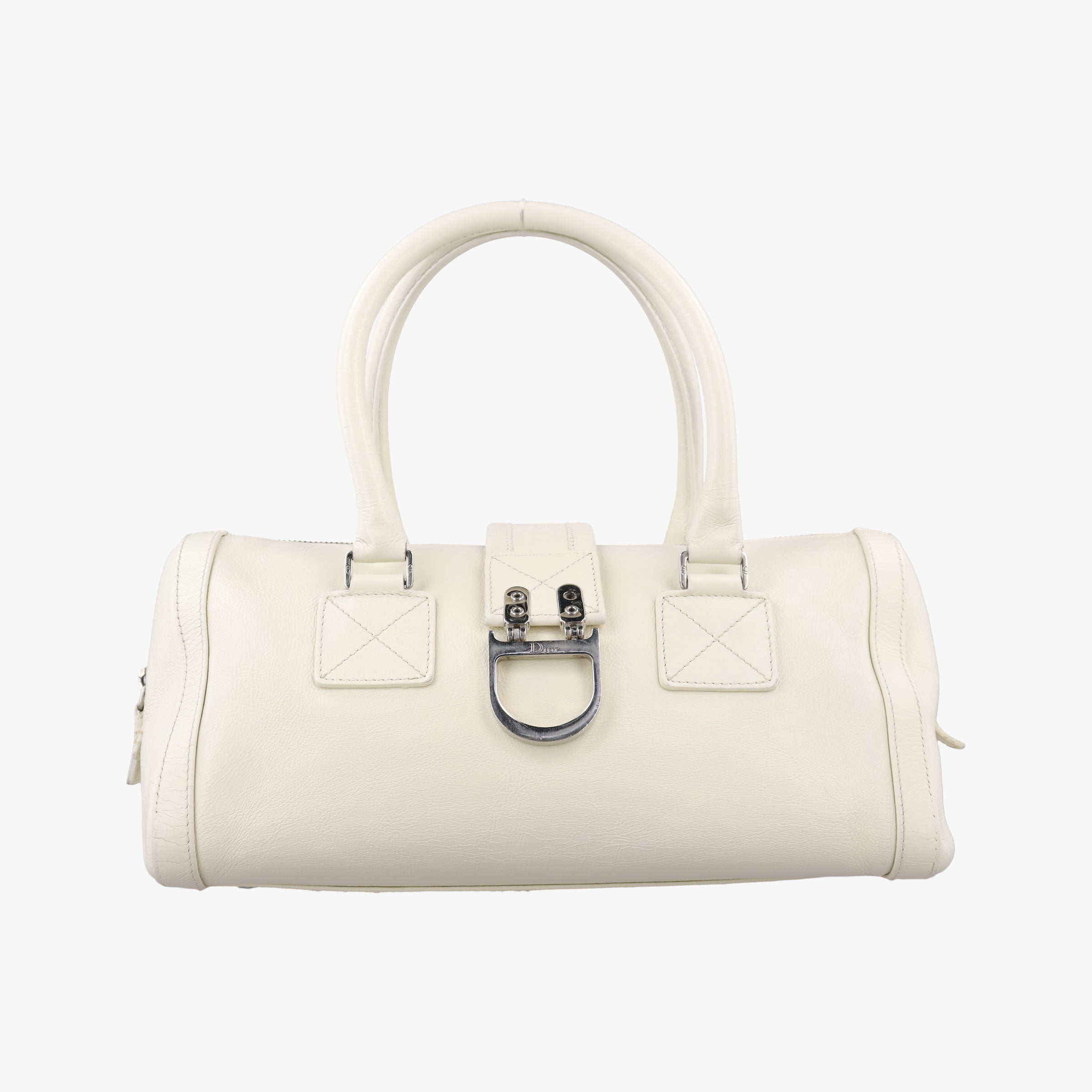D Logo Mini Boston White Leather 04-BO-0016Dロゴ ミニボストン ホワイト レザー 04-BO-0016