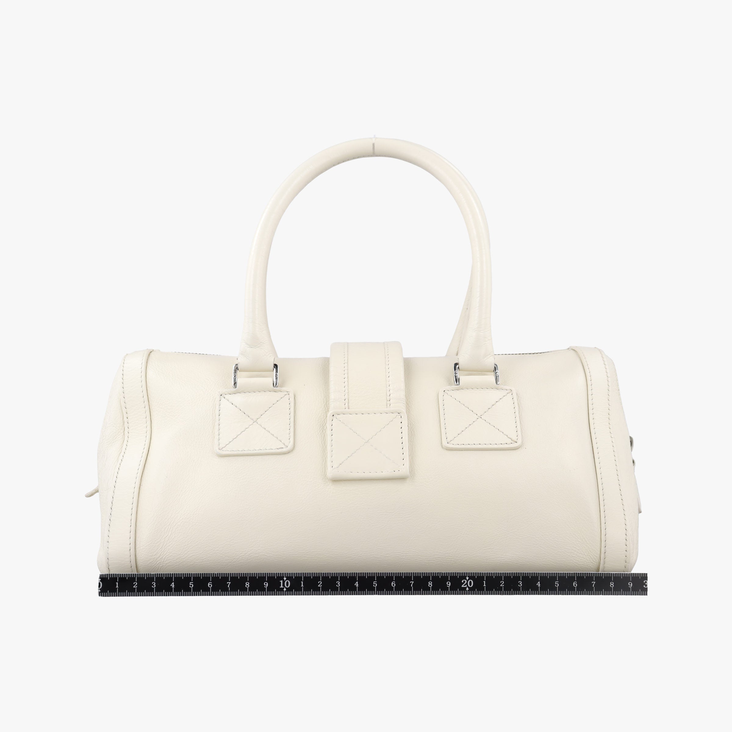 D Logo Mini Boston White Leather 04-BO-0016Dロゴ ミニボストン ホワイト レザー 04-BO-0016