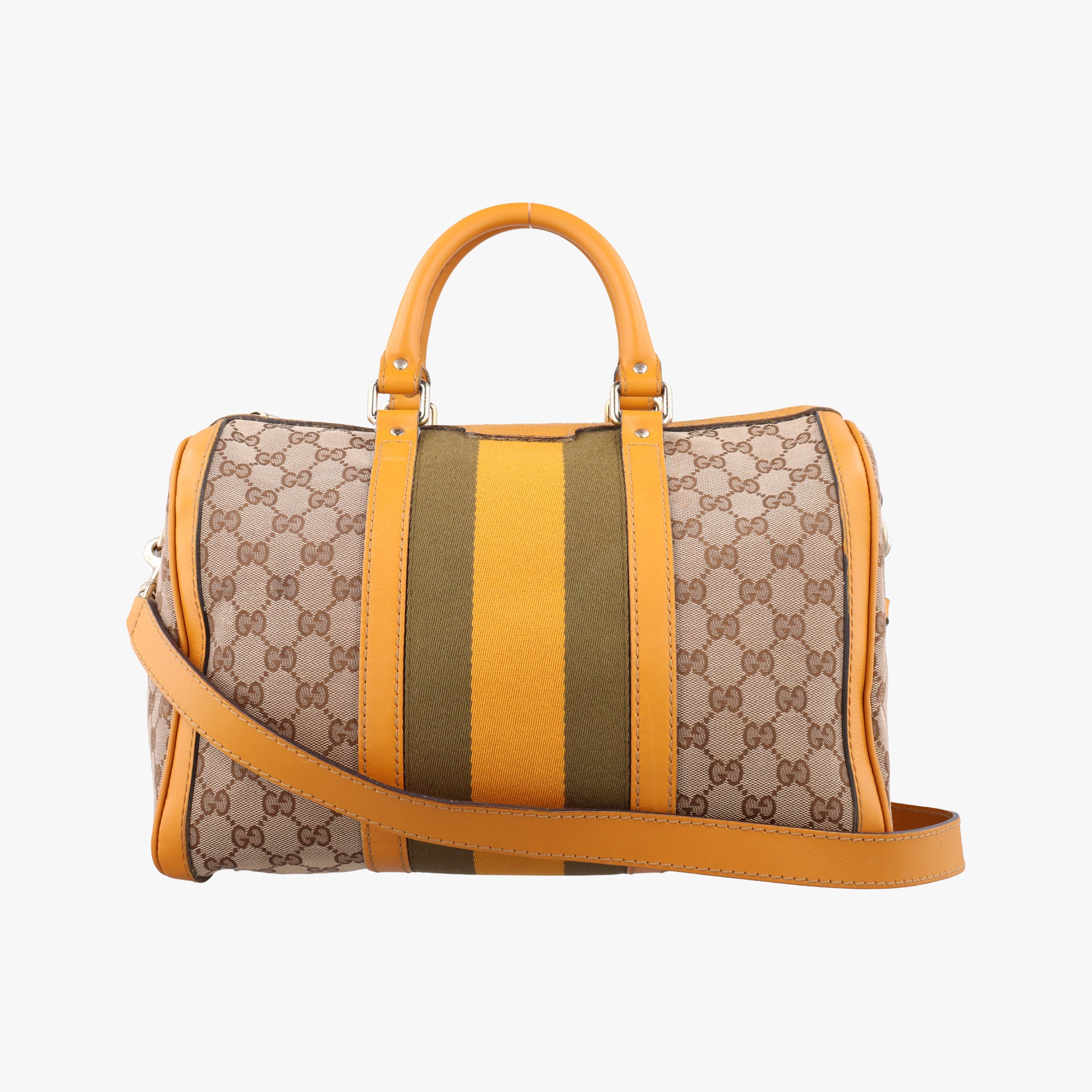 Sherry Line Beige×yellow×green canvas×Leather 247205 A014305458シェリーライン ベージュ×イエロー×グリーン キャンバス×レザー 247205 A014305458