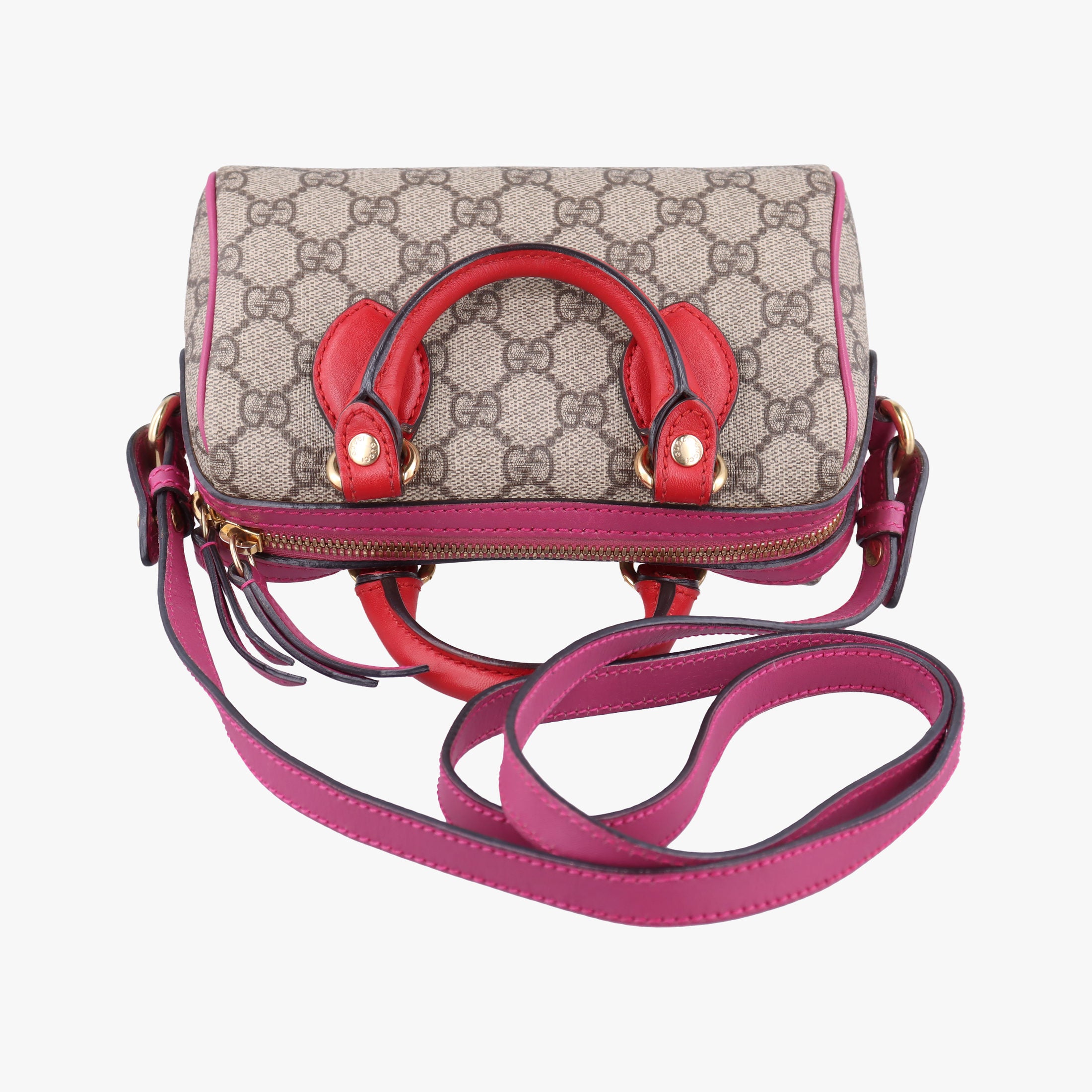 GG SUPREME Beige x Red x Pink PVC coated canvas×leather 432123 B019791425GGスプリーム ベージュ×レッド×ピンク PVCコーティングキャンバス×レザー 432123 B019791425