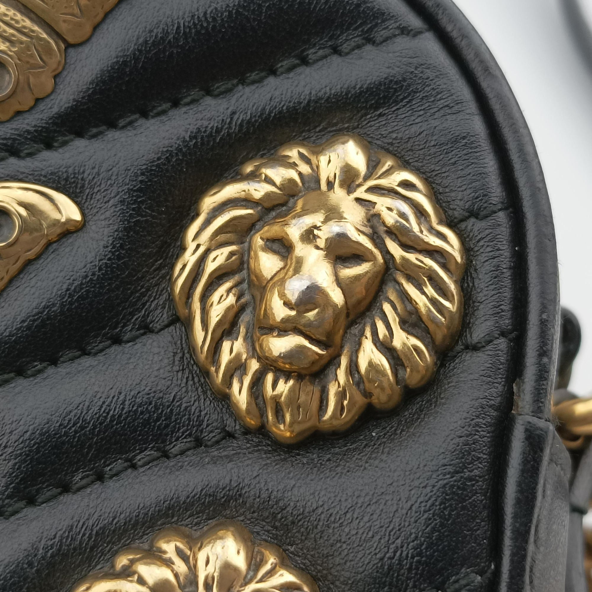 GG Marmont Animalier Black Leather 447632 D022503777GG マーモント アニマリエ ブラック レザー 447632 D022503777