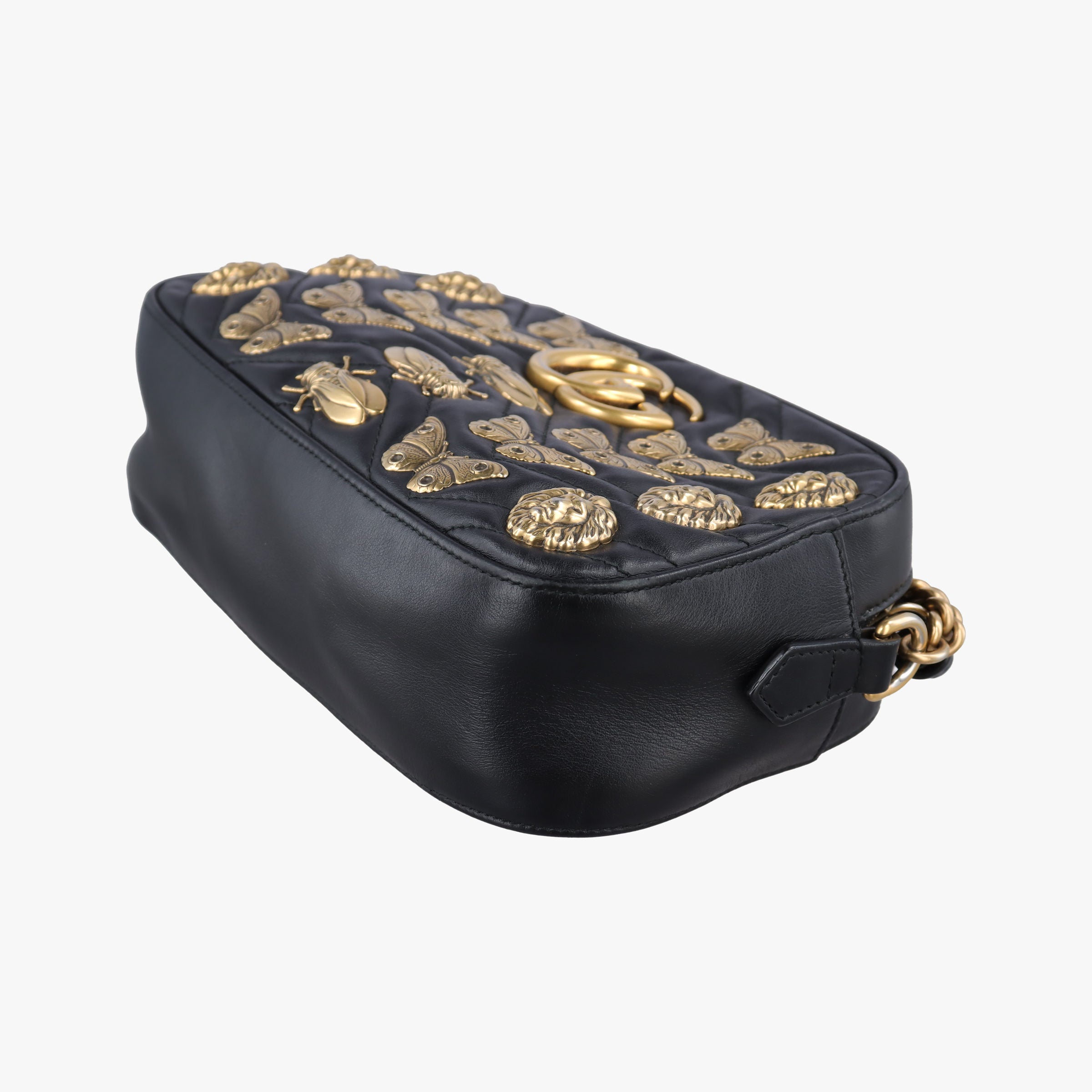 GG Marmont Animalier Black Leather 447632 D022503777GG マーモント アニマリエ ブラック レザー 447632 D022503777