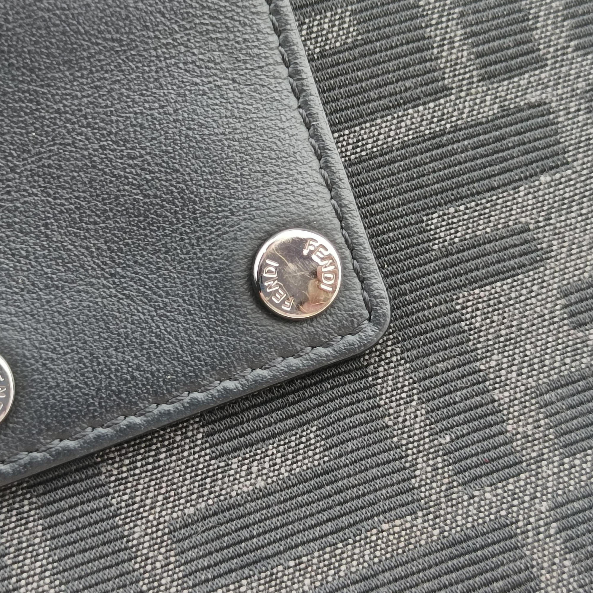 FF Logo Baguette slim Black x Gray canvas×Leather 7M0295 7M0295 A9ZL 218-0059FFロゴ バゲット スリム ブラック×グレー キャンバス ×レザー 7M0295 7M0295 A9ZL 218-0059