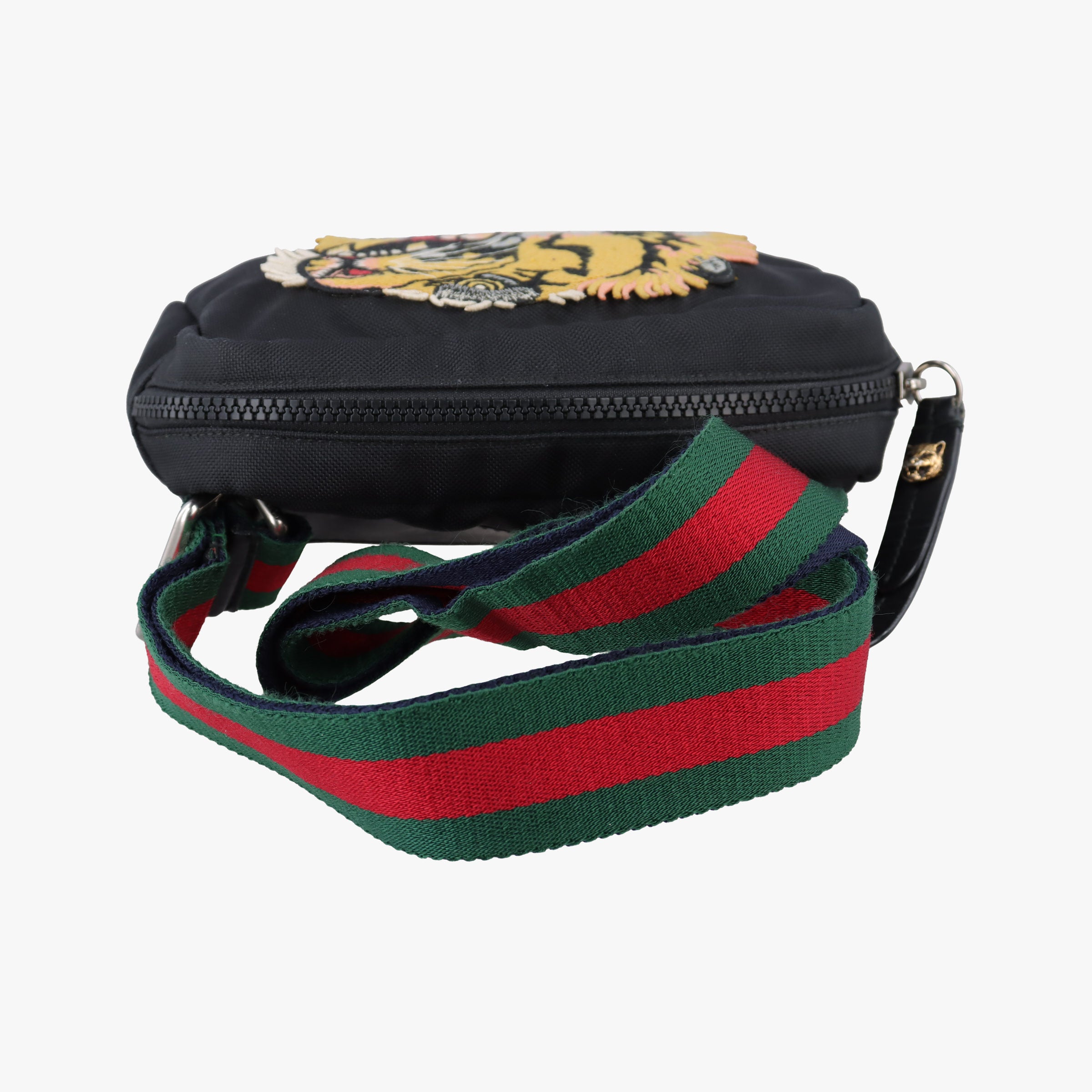 Tiger Embroidered Web Messenger Black×Multicolour Canvas 523323 Lot number unknownタイガーヘッド エンブロイダリー アニマル ブラック×マルチカラー キャンバス 523323 製番不明