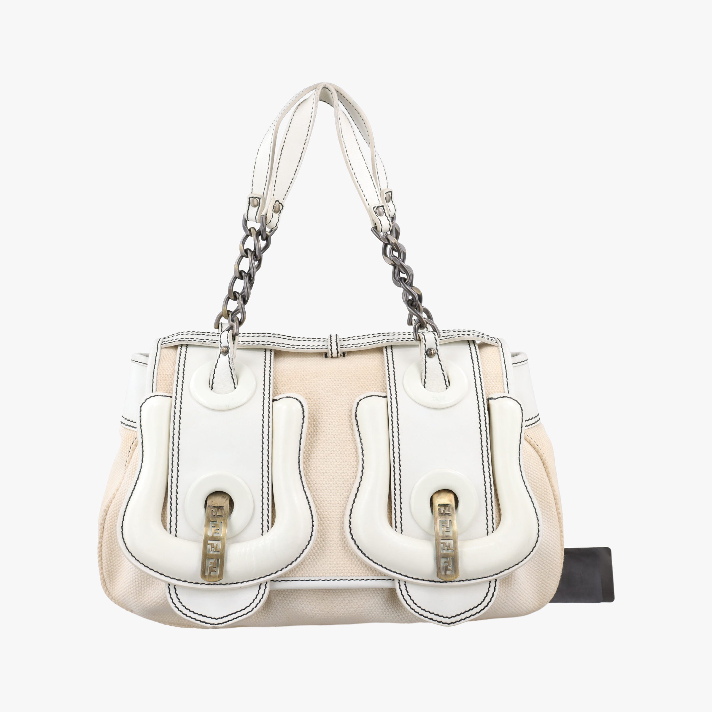 B Bag White canvas×leather 8BNI63 2384-8BNI63-UP4-068Bバッグ ホワイト キャンバス ×レザー 8BNI63 2384-8BNI63-UP4-068