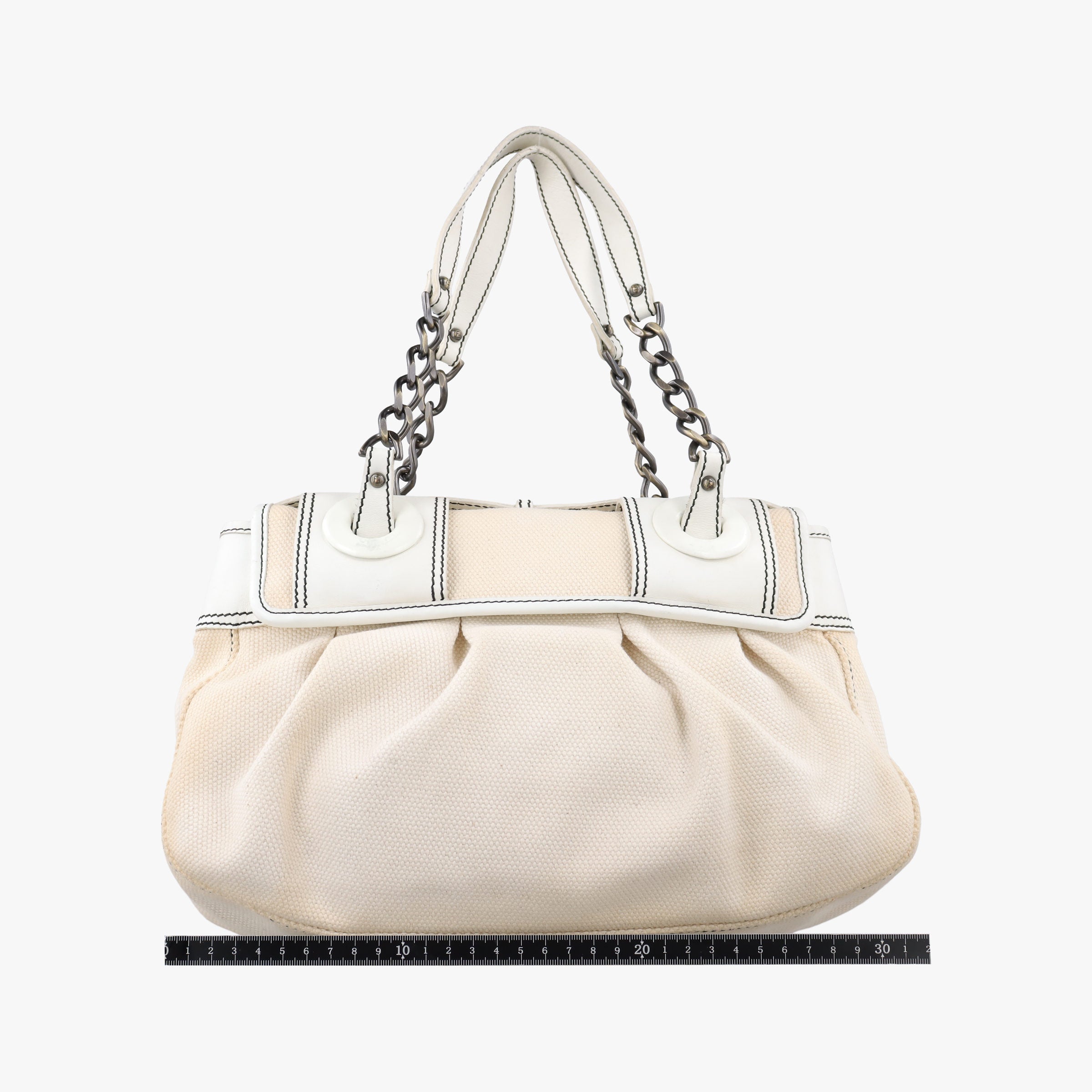 B Bag White canvas×leather 8BNI63 2384-8BNI63-UP4-068Bバッグ ホワイト キャンバス ×レザー 8BNI63 2384-8BNI63-UP4-068