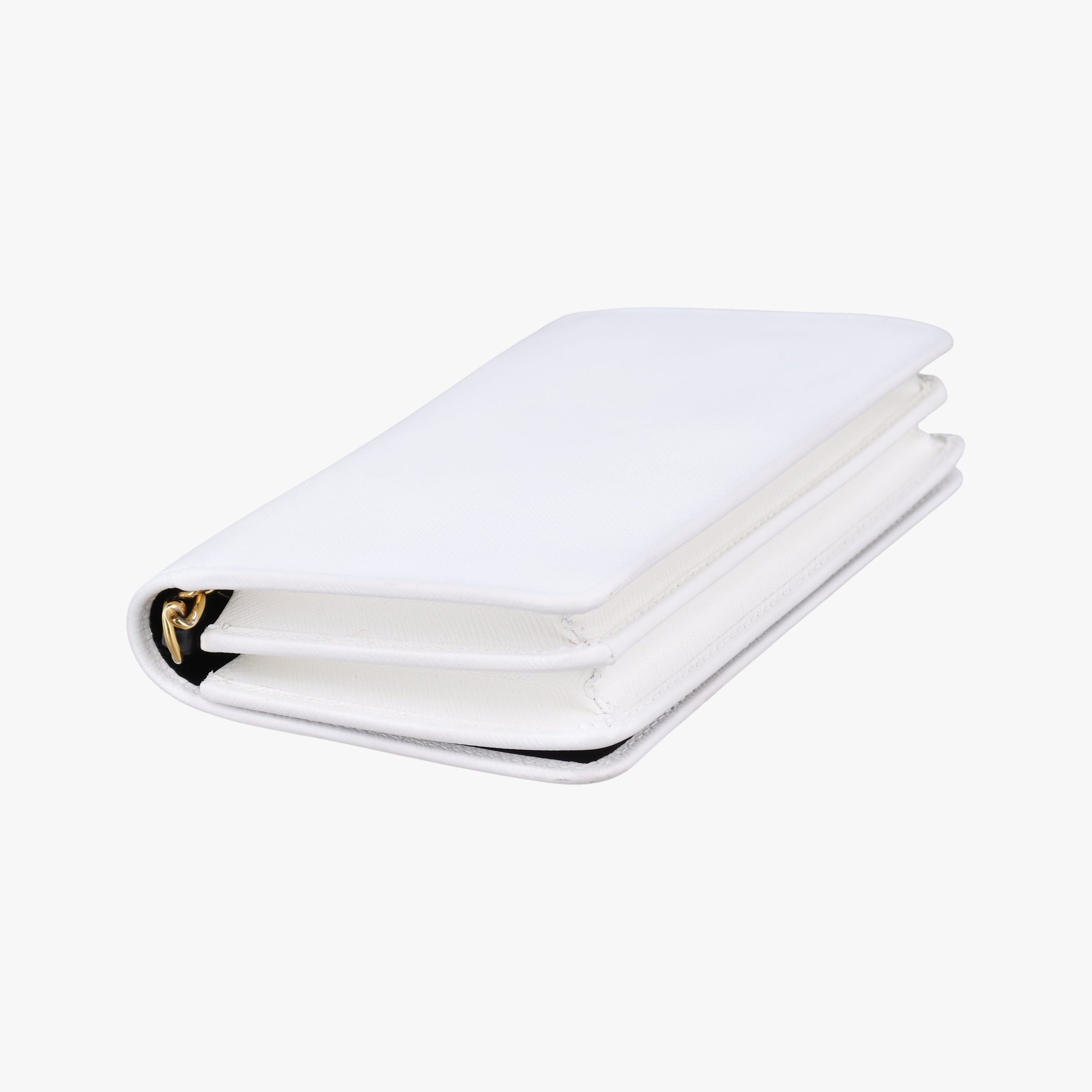 triangle logo White SAFFIANO Leather 1BP006 62Bトライアングルロゴ ホワイト サフィアーノレザー 1BP006 62B