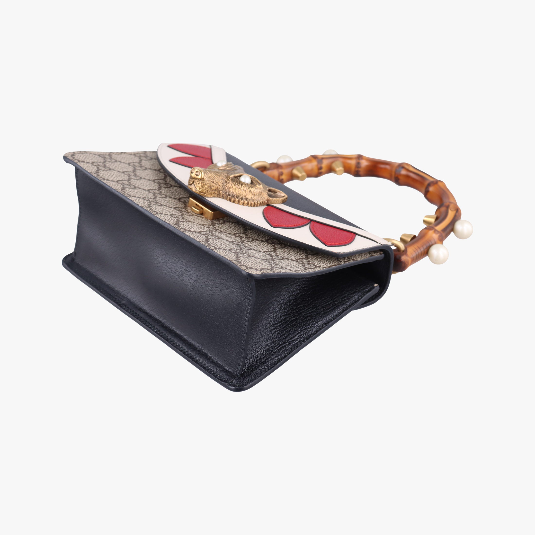 Fox Brooch Bamboo Beige×Multicolour PVC coated canvas×leather 466428 C023189686フォックス ブローチ バンブー ベージュ×マルチカラー PVCコーティングキャンバス×レザー 466428 C023189686