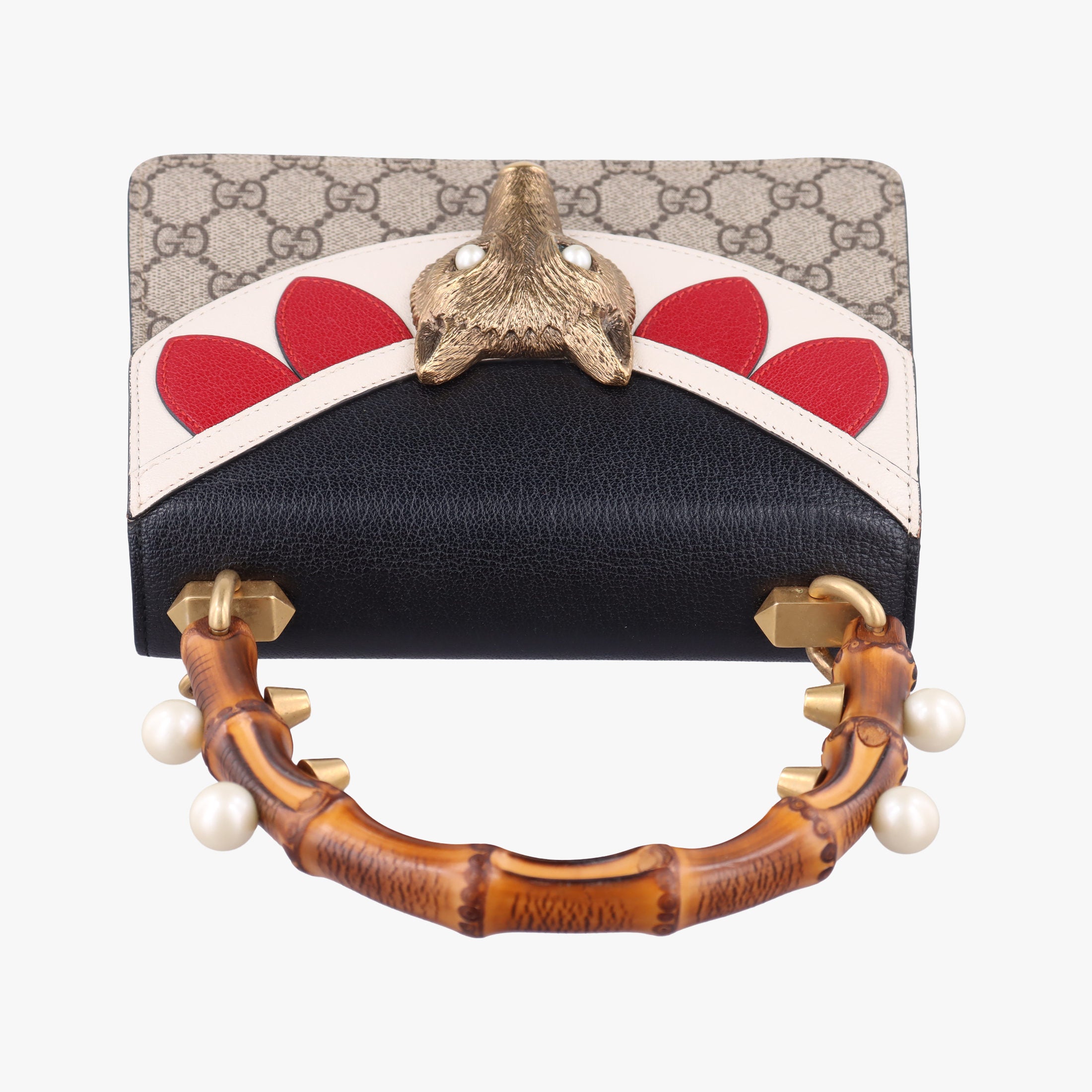 Fox Brooch Bamboo Beige×Multicolour PVC coated canvas×leather 466428 C023189686フォックス ブローチ バンブー ベージュ×マルチカラー PVCコーティングキャンバス×レザー 466428 C023189686