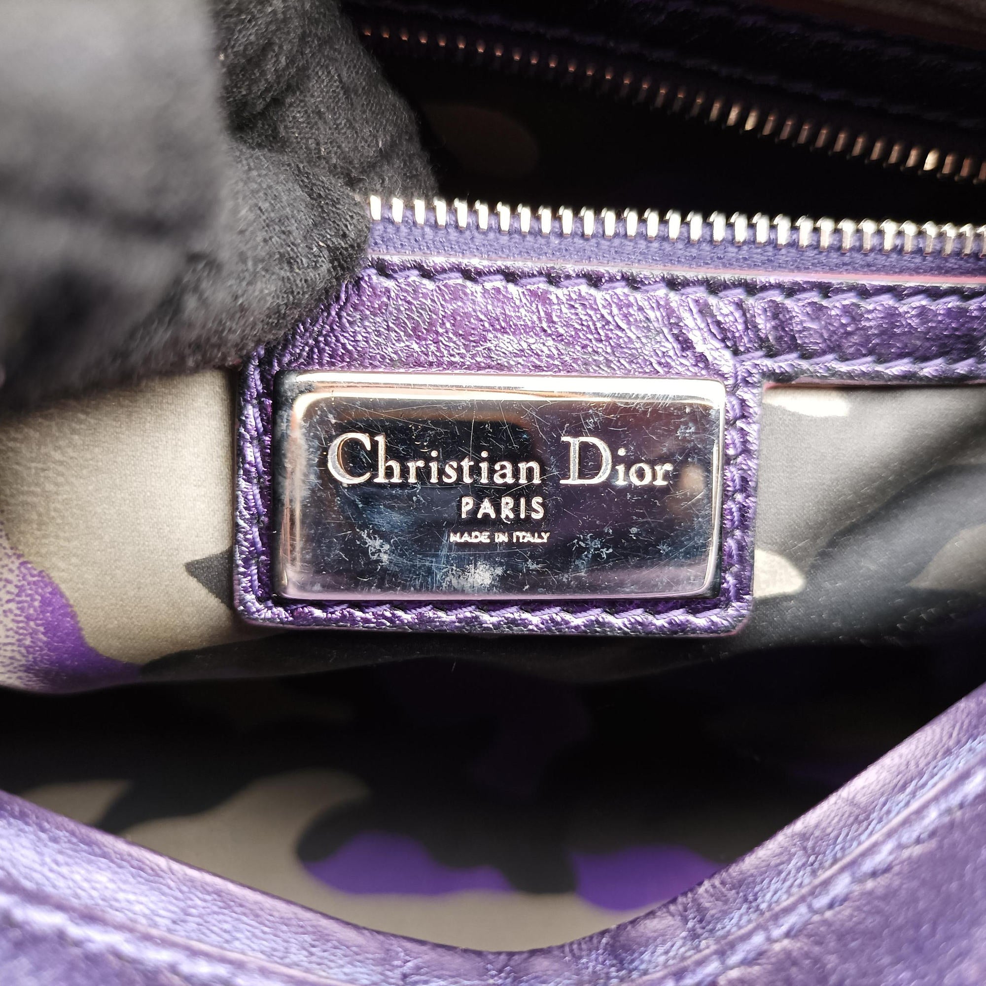 Lady Dior Purple×Orange×Brown Lambskin 15-BO-1121レディディオール パープル×オレンジ×ブラウン ラムスキン 15-BO-1121