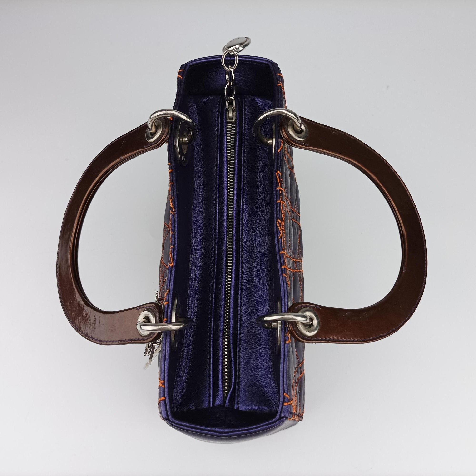 Lady Dior Purple×Orange×Brown Lambskin 15-BO-1121レディディオール パープル×オレンジ×ブラウン ラムスキン 15-BO-1121