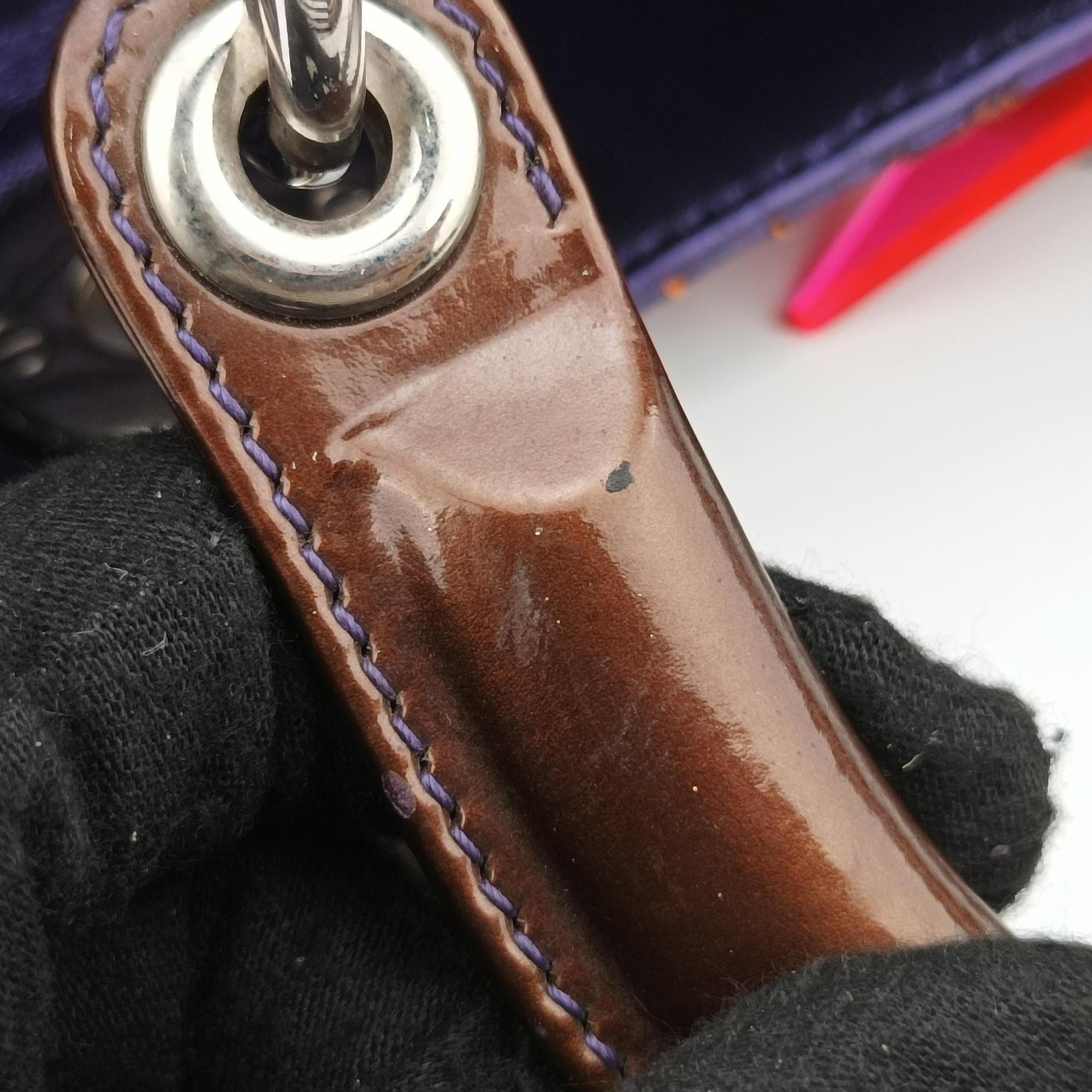 Lady Dior Purple×Orange×Brown Lambskin 15-BO-1121レディディオール パープル×オレンジ×ブラウン ラムスキン 15-BO-1121