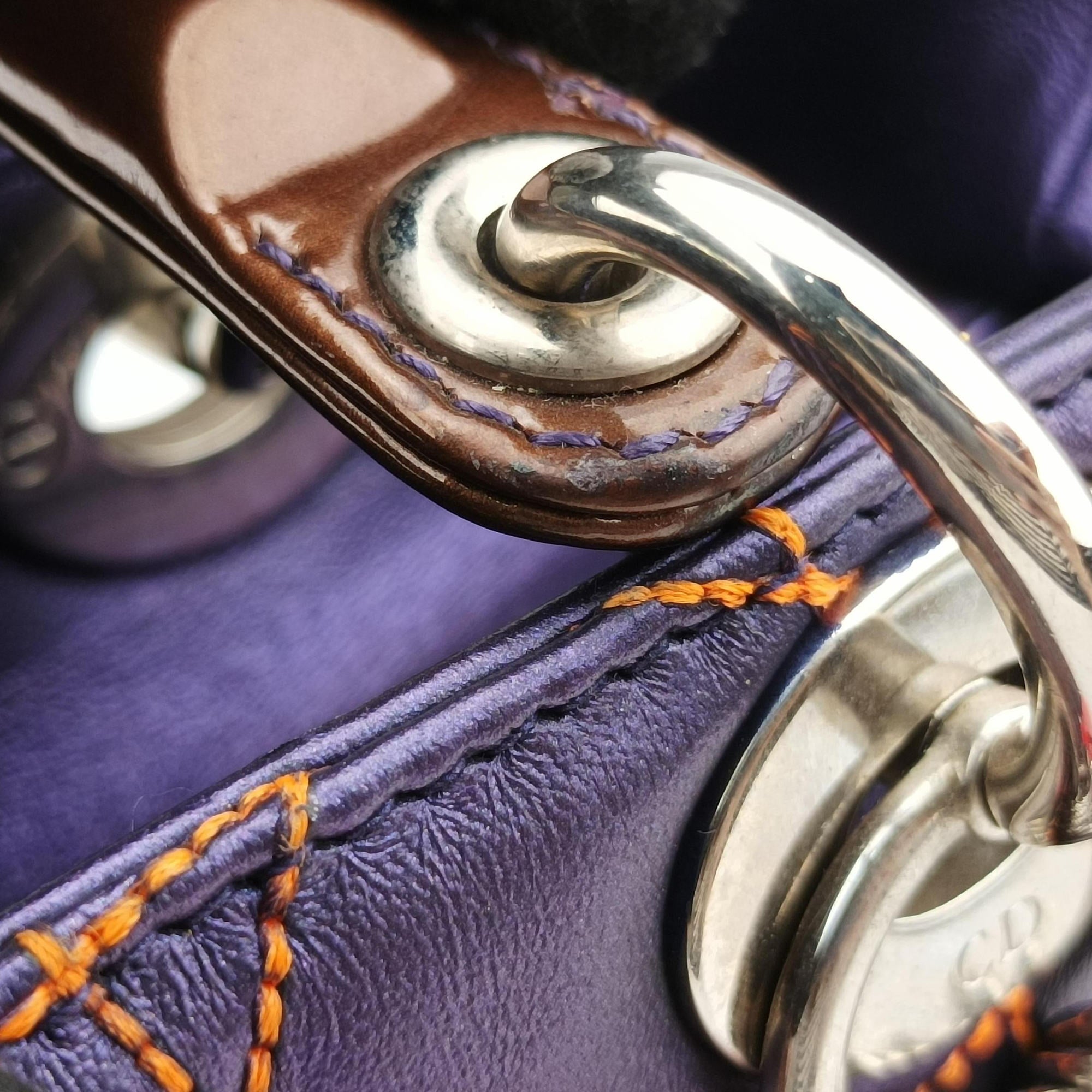 Lady Dior Purple×Orange×Brown Lambskin 15-BO-1121レディディオール パープル×オレンジ×ブラウン ラムスキン 15-BO-1121