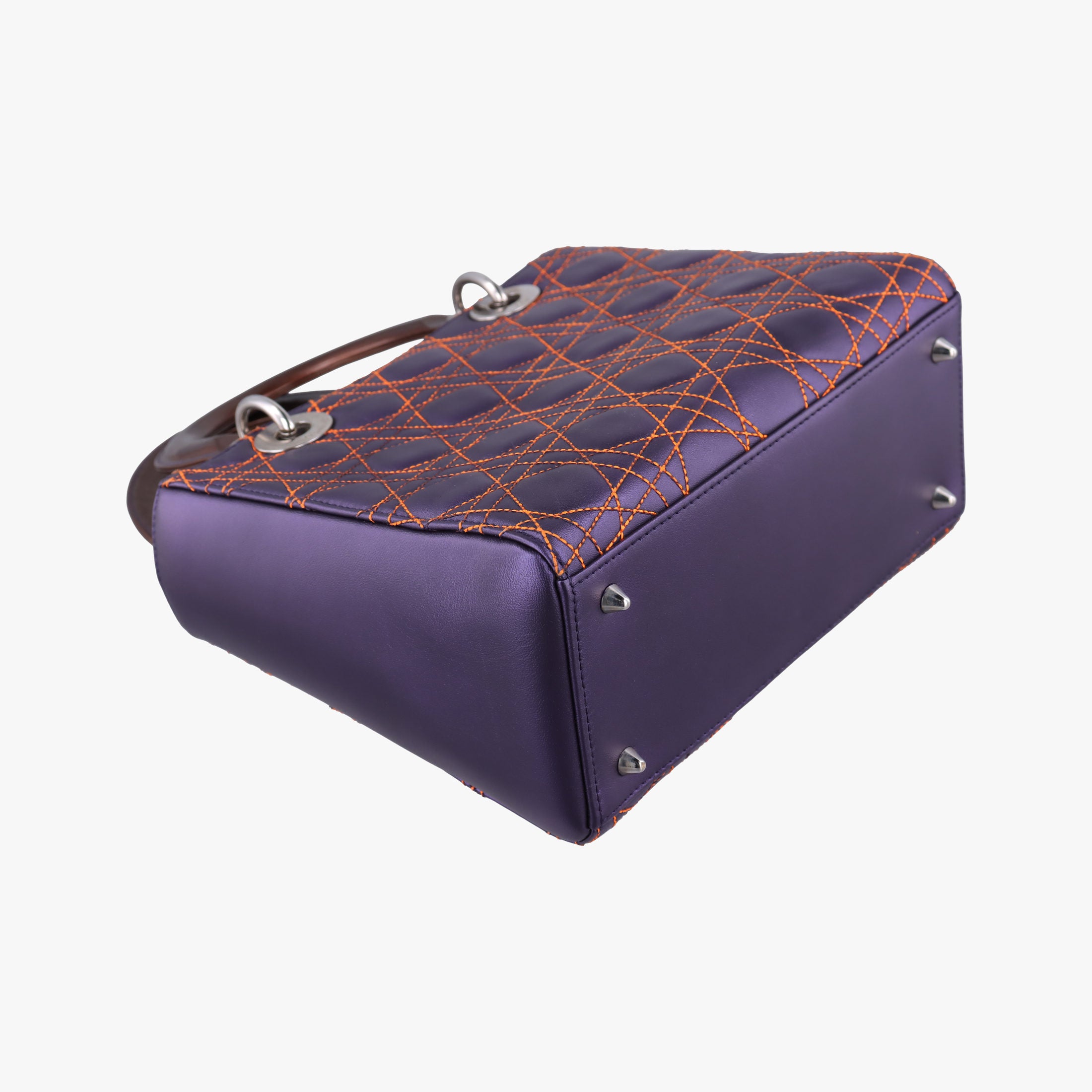 Lady Dior Purple×Orange×Brown Lambskin 15-BO-1121レディディオール パープル×オレンジ×ブラウン ラムスキン 15-BO-1121